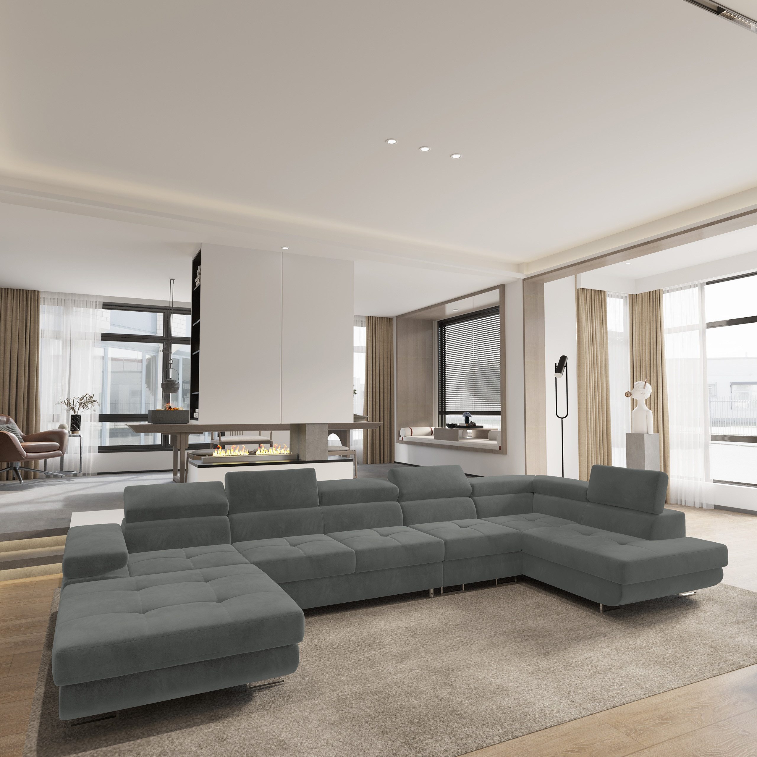 Masseno Ecksofa VELORA mit Schlaffunktion U-Form, Sofa mit Bettkasten günstig online kaufen