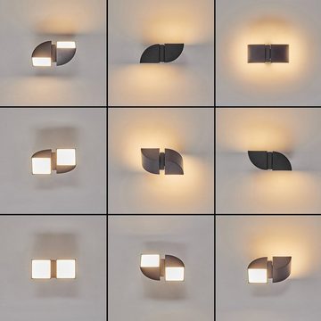 hofstein Außen-Wandleuchte Wandlampe aus Metall/Kunststoff in Anthrazit/Weiß, LED fest integriert, Wandleuchte m. verstellbaren Strahlern, 2x 4 W, 650 Lumen, IP54