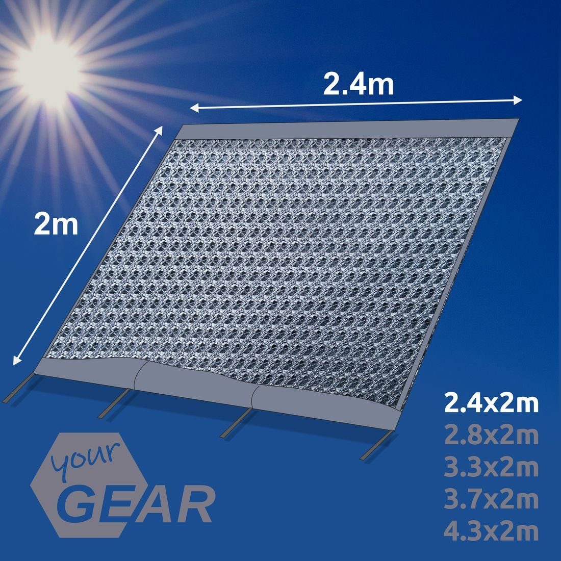 yourGEAR Vorzelt yourGEAR Rain Markise, Vorderwand Sun 0 Blocker 2,4x2m Personen: 