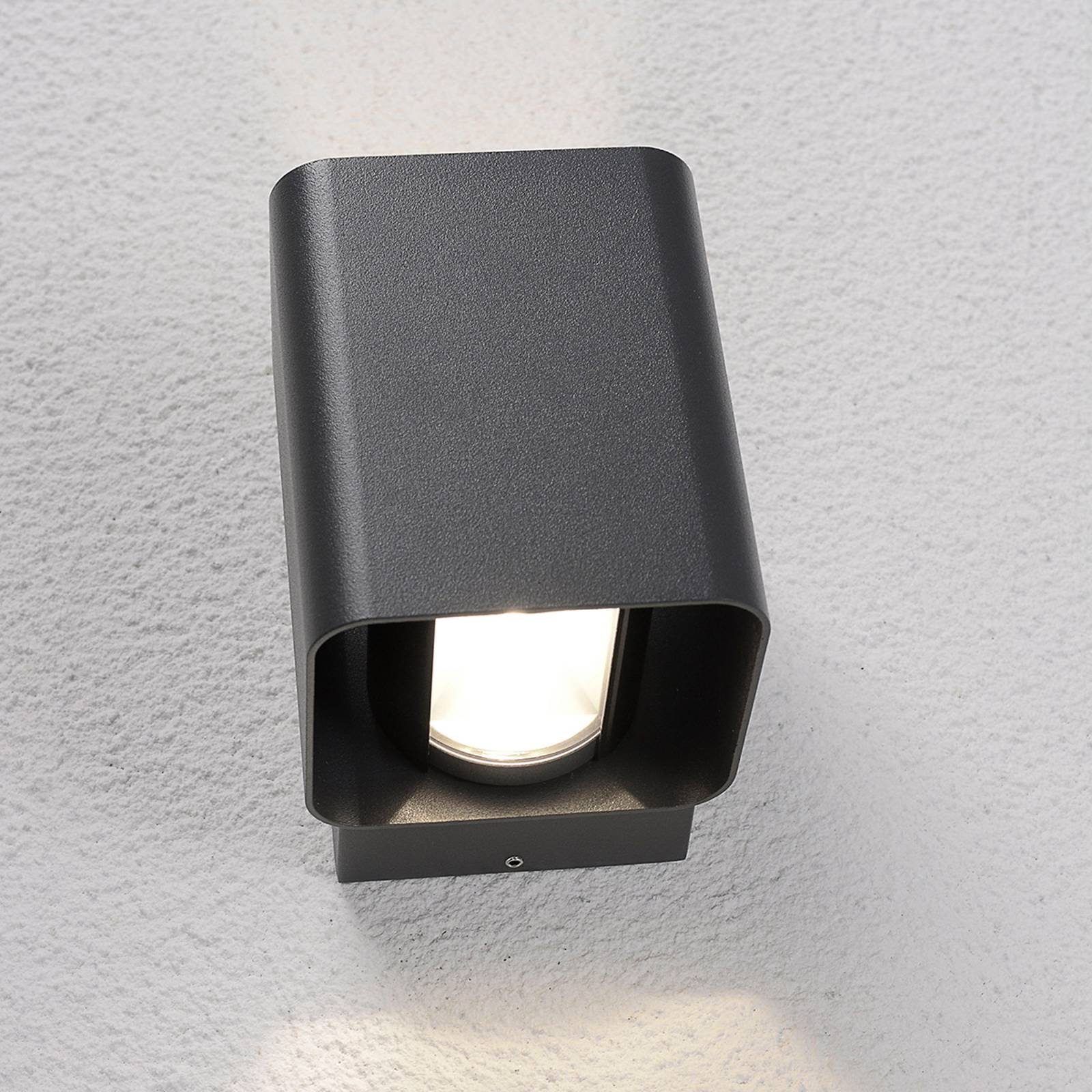Lucande LED Außen-Wandleuchte Nikolas, warmweiß, Modern, verbaut, flammig, Leuchtmittel LED-Leuchtmittel grafitgrau, fest inkl. 2 Aluminium