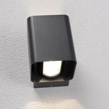 Lucande LED Außen-Wandleuchte Nikolas, LED-Leuchtmittel fest verbaut, warmweiß, Modern, Aluminium, grafitgrau, 2 flammig, inkl. Leuchtmittel