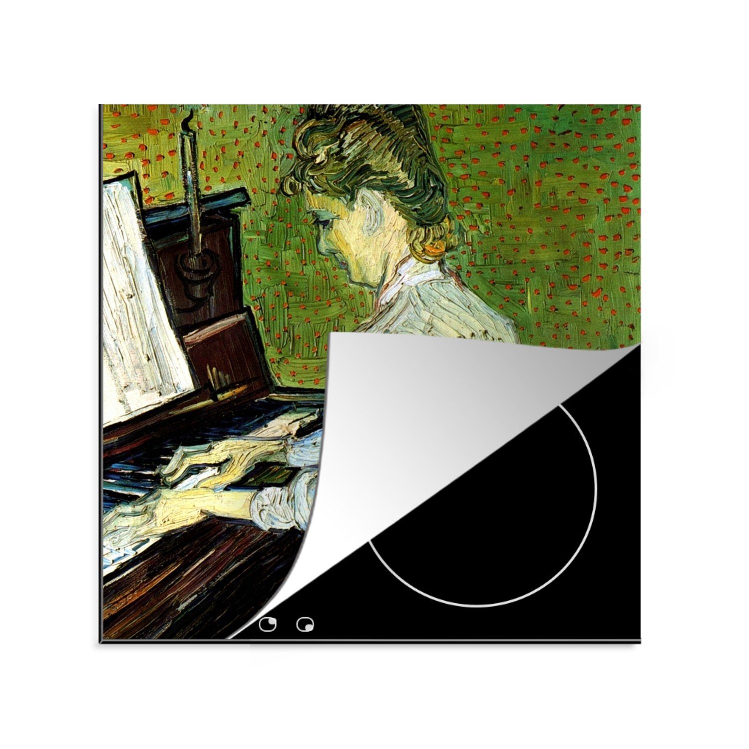 MuchoWow Herdblende-/Abdeckplatte Marguerite Gachet am Klavier - Vincent van Gogh, Vinyl, (1 tlg), 78x78 cm, Ceranfeldabdeckung, Arbeitsplatte für küche