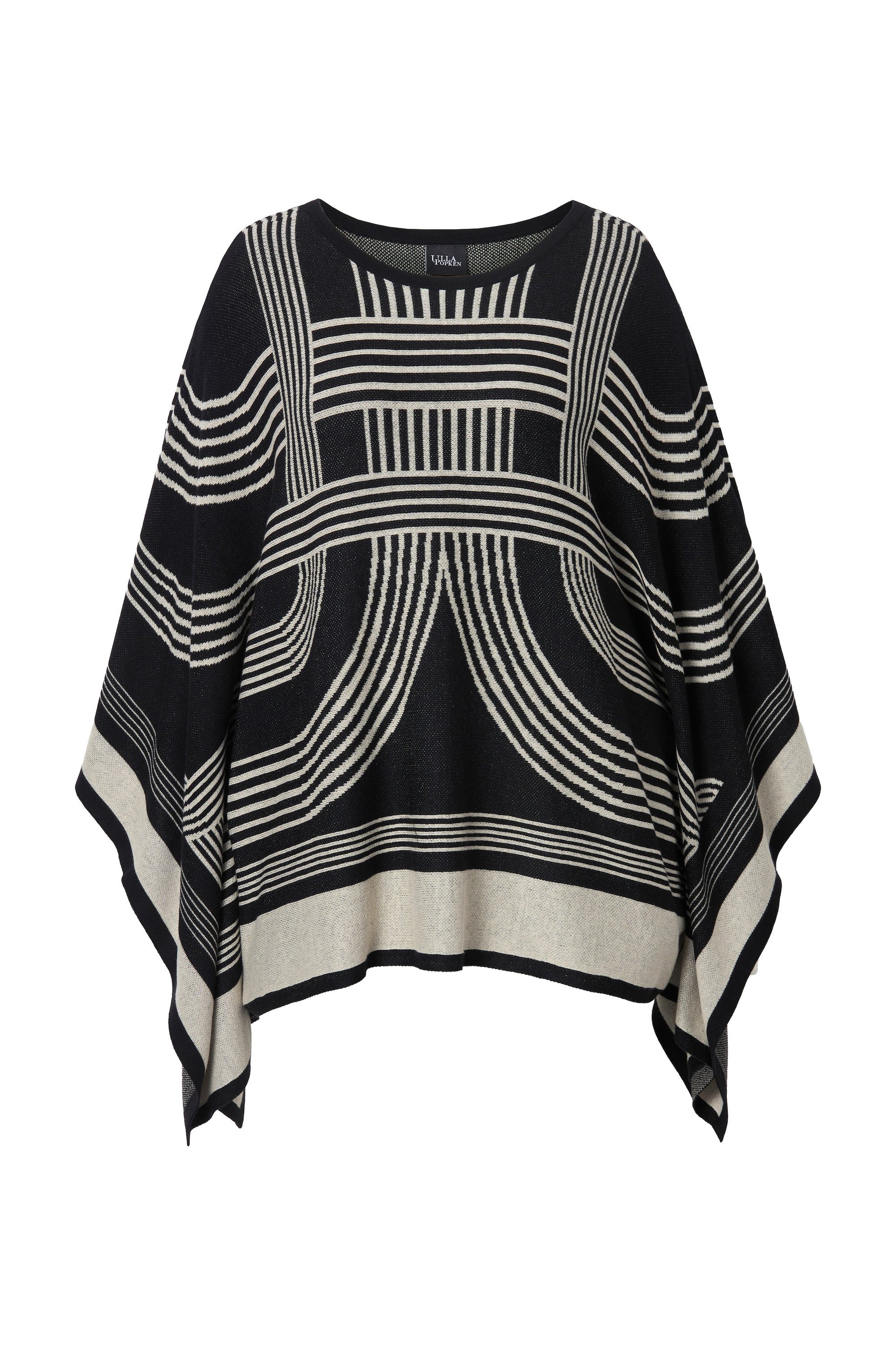 Ulla Popken Pullunder Strickponcho Oversized Rundhals Baumwollmix günstig online kaufen