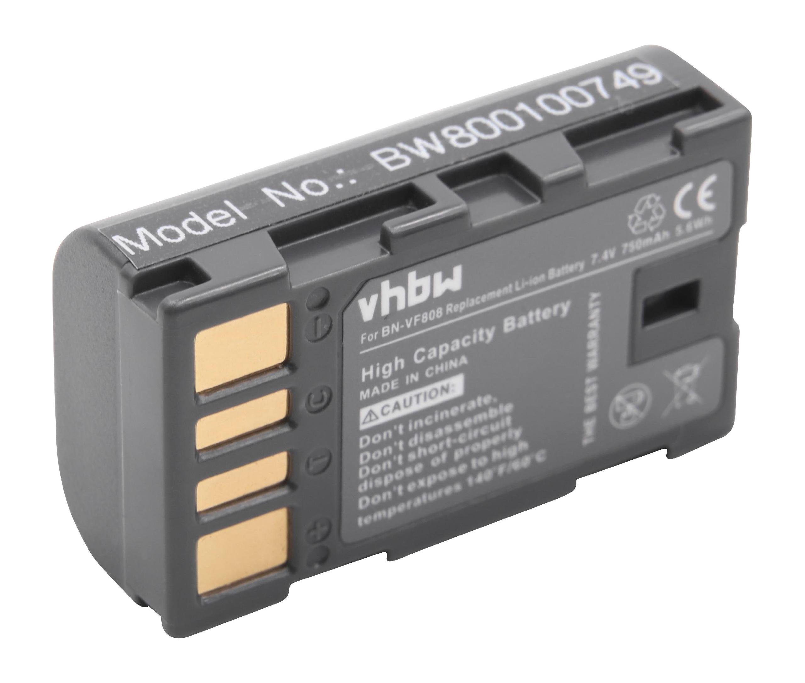 vhbw passend für JVC GS-TD1BEU, GY-HM100, GY-HM100E, GZ-HD10, GZ-HD10ex, Kamera-Akku 750 mAh