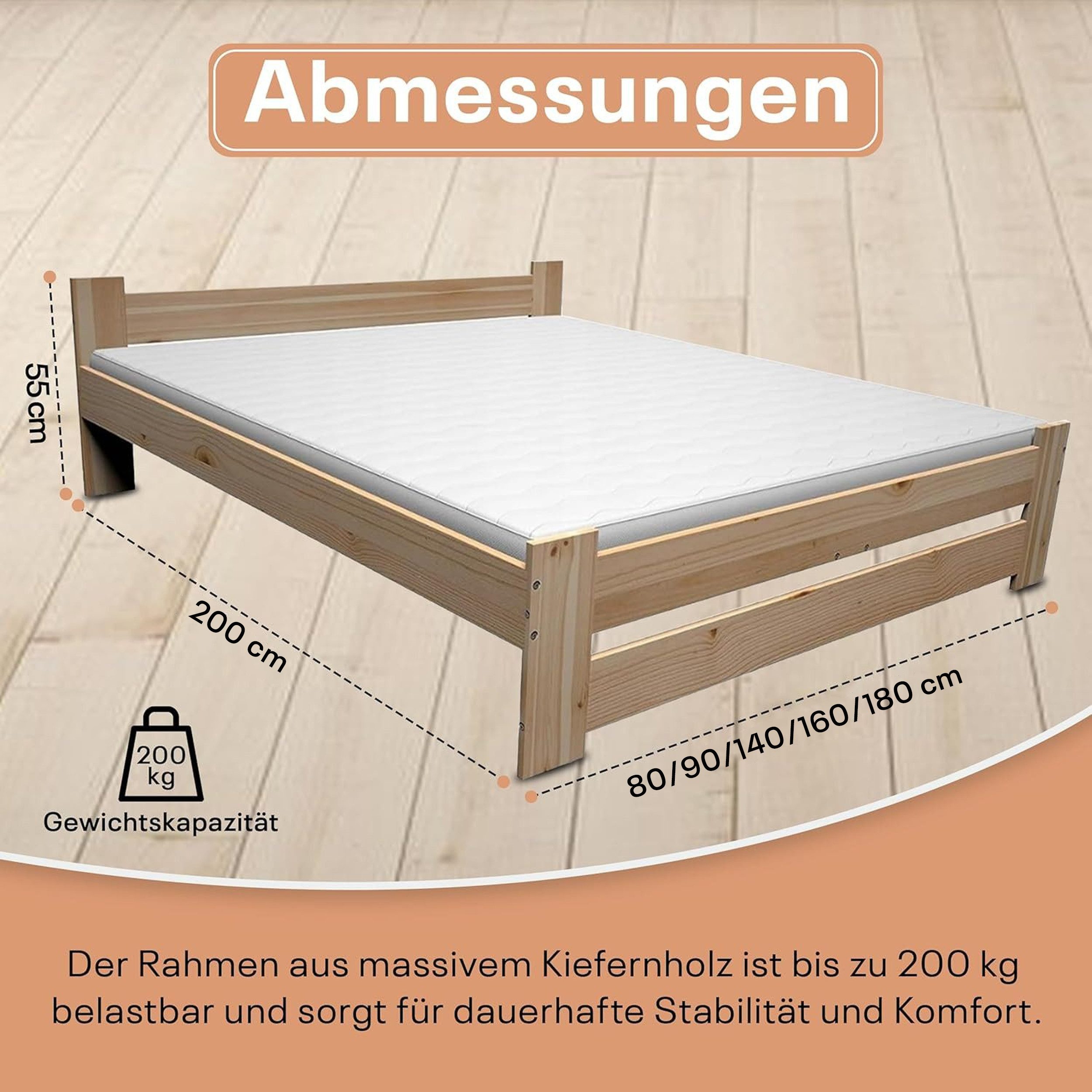 Best for Home Massivholzbett Best For Home Massivholzbett – Natur, Stabil & Elegantes Design