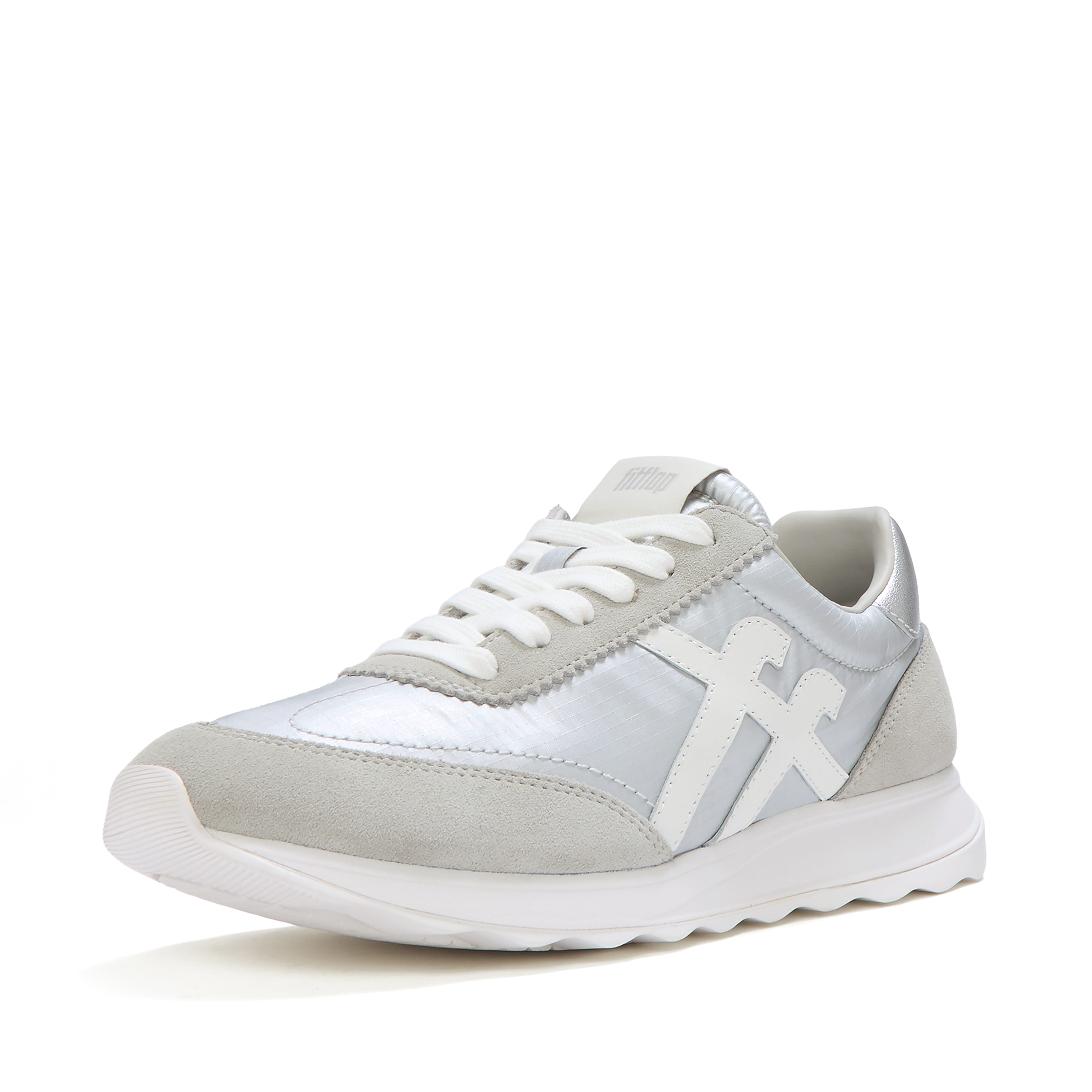 Fitflop RETRO-Q FF METALLIC-FABRIC/SUEDE SNEAKERS Sneaker Freizeitschuh, Halbschuh, Schnürschuh mit Low Profile Sohle