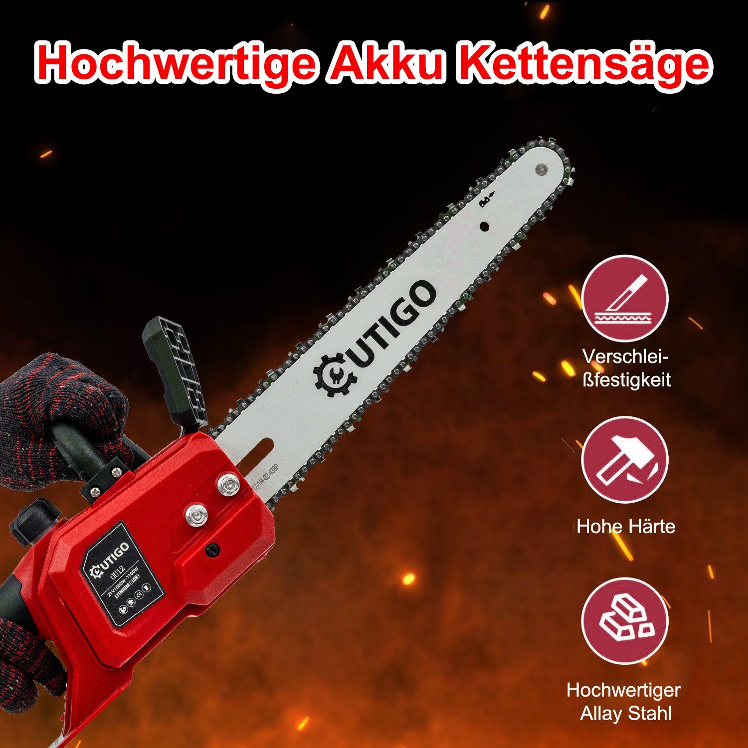 OUTIGO Akku-Kettensäge OU12, 30 cm Schwertlänge, günstig online kaufen