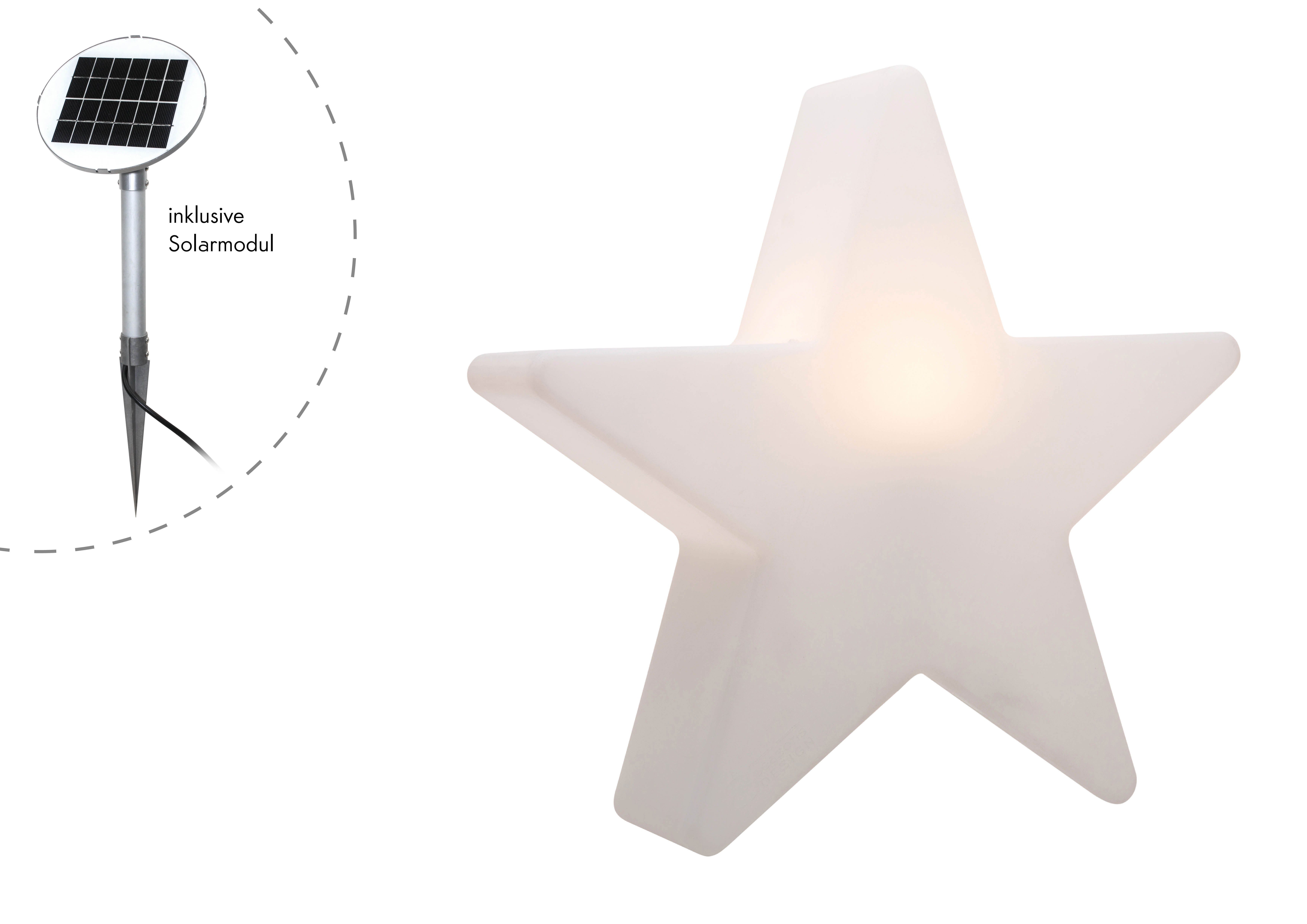 8 seasons design LED Stern Shining Star, Solar, LED fest integriert, Warmweiß, 40 cm weiß für In- und Outdoor