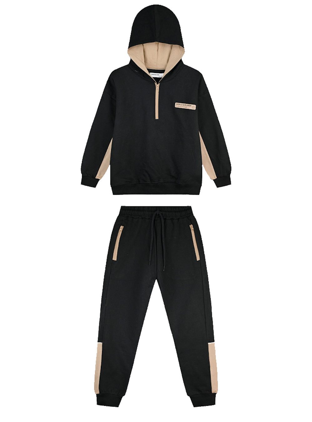 ENERGIERS Jogginganzug ENERGIERS Jungen Jogginganzug Kapuzensweatshirt black (2-tlg., 2 teilig)