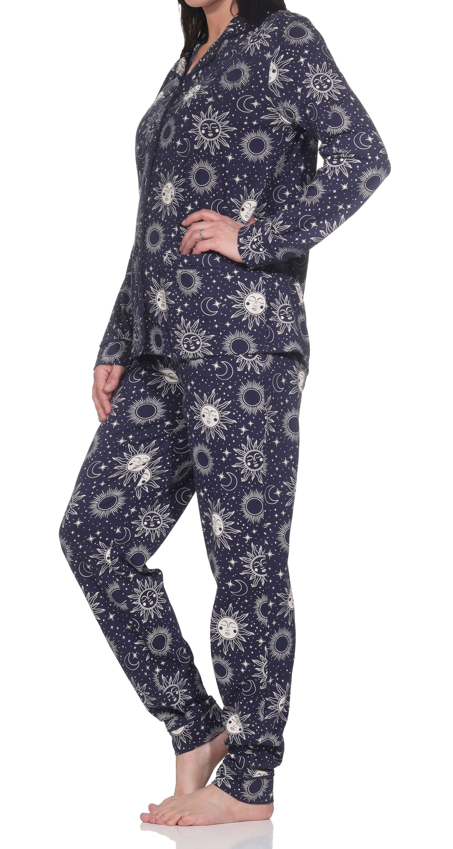 Normann Pyjama Normann Damen Pyjama zum durchknöpfen in softer Jersey Qualität – Bild 2 von 5