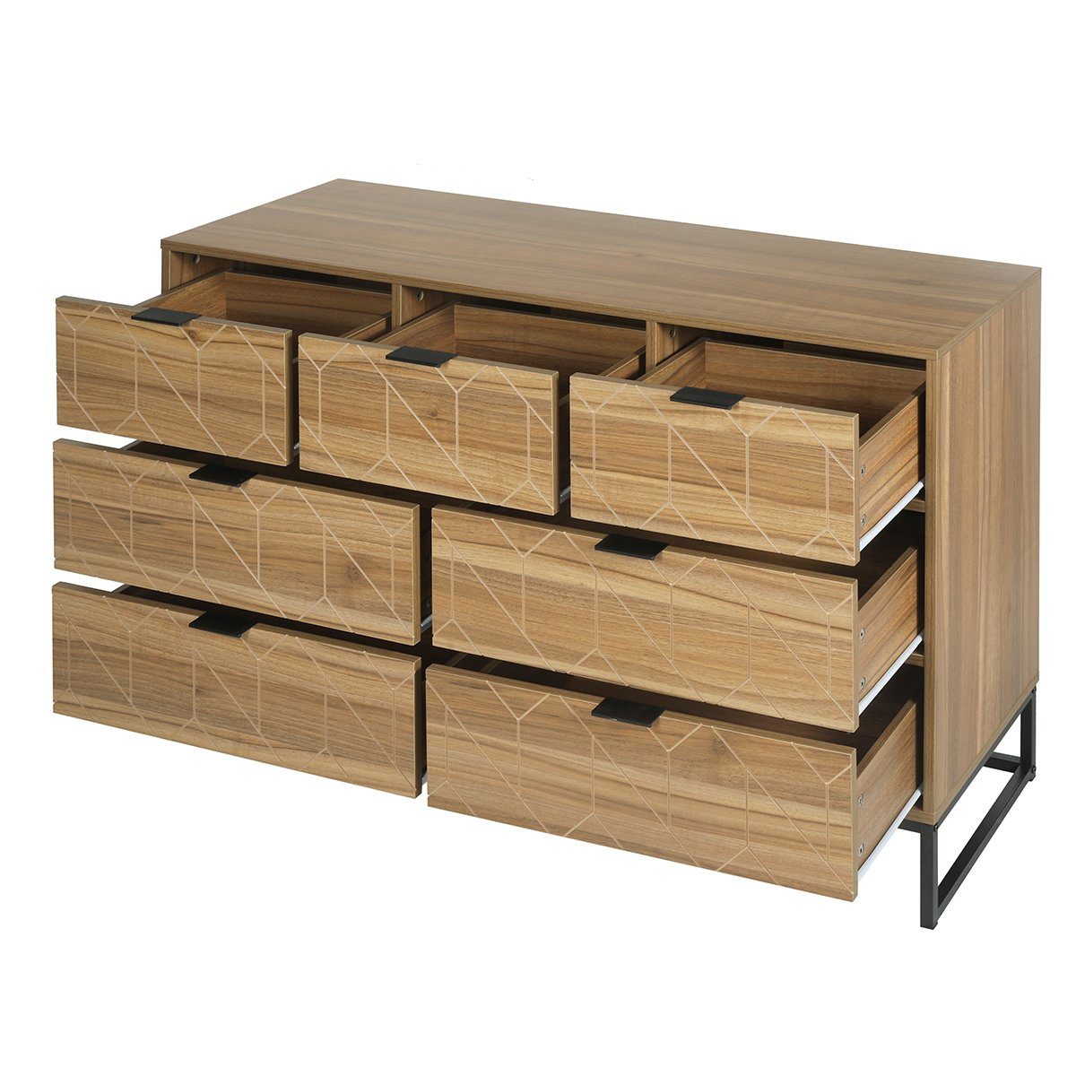 Kommode (Sideboard), Schrank mit 7 Schubladen für Schlafzimmer & Wohnräume, Breite 120cm