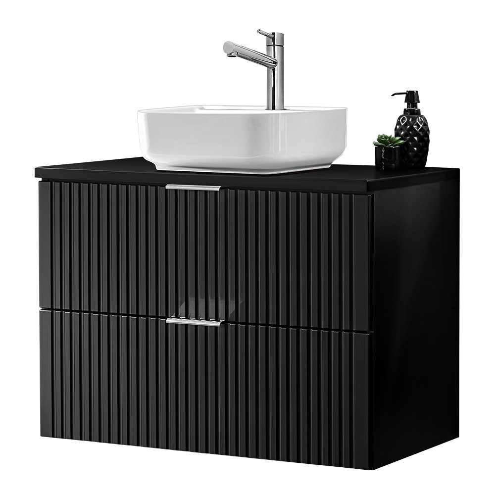 Lomadox Waschtisch ADELAIDE-56-BLACK, 81cm mit Aufsatzwaschbecken günstig online kaufen