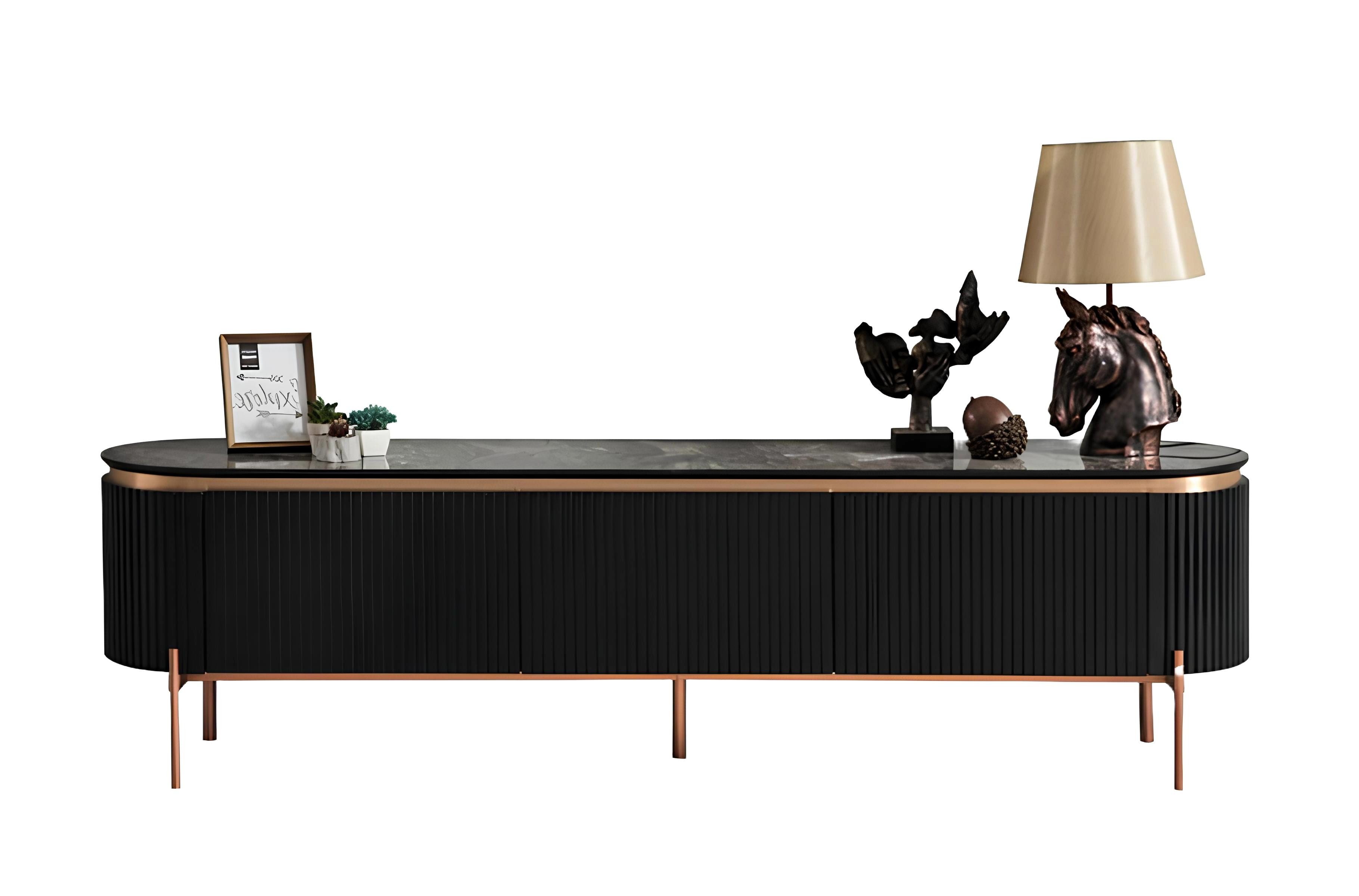 TV-Board Schwarzes minimalistisches Lowboard mit viel Stauraum