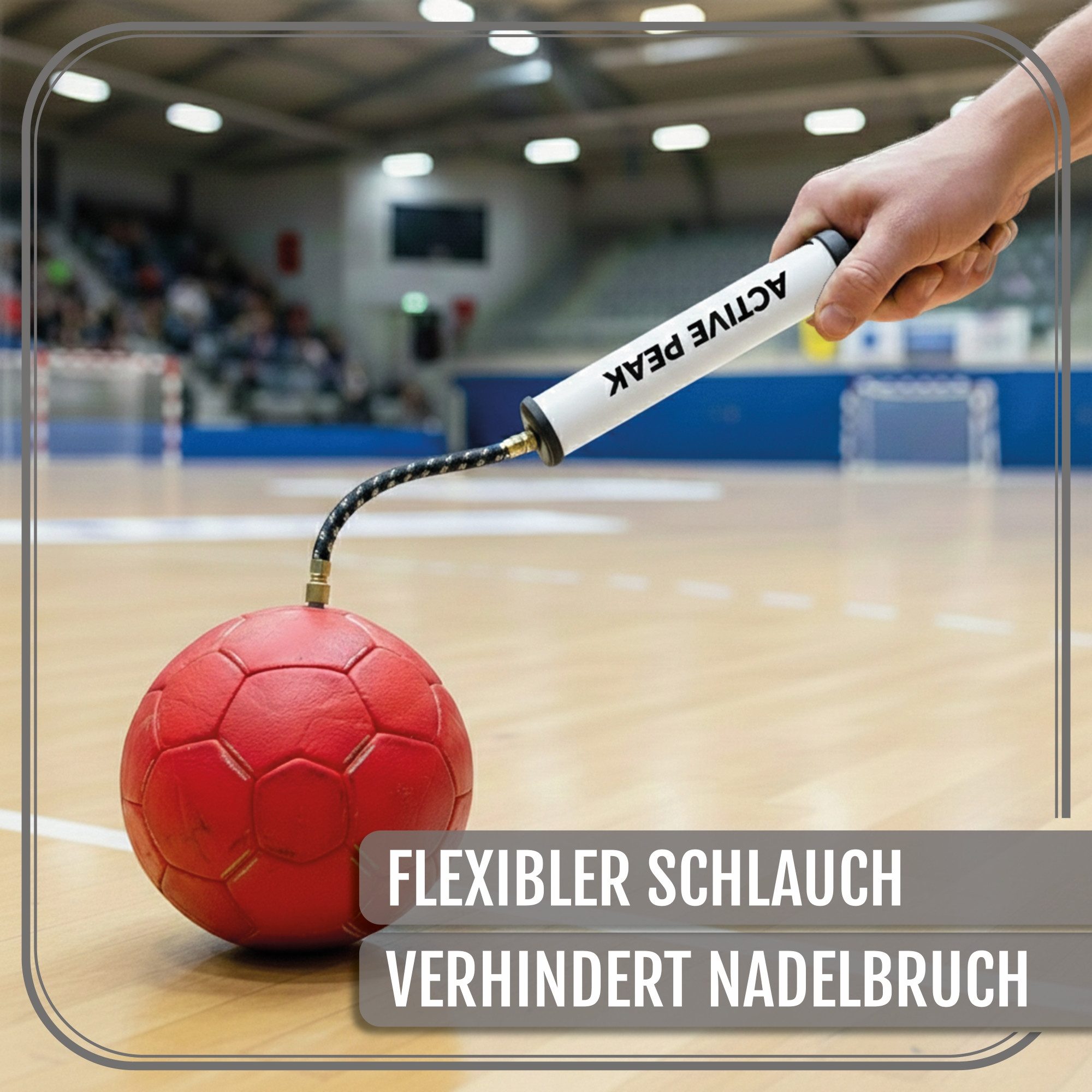 Active Peak Luftpumpe Profi Ballpumpe mit Zubehör (Kompakte Fußballpumpe inkl. Metallnadeln & Adaptern, All-in-One Set mit flexiblem Schlauch) – Bild 5 von 5