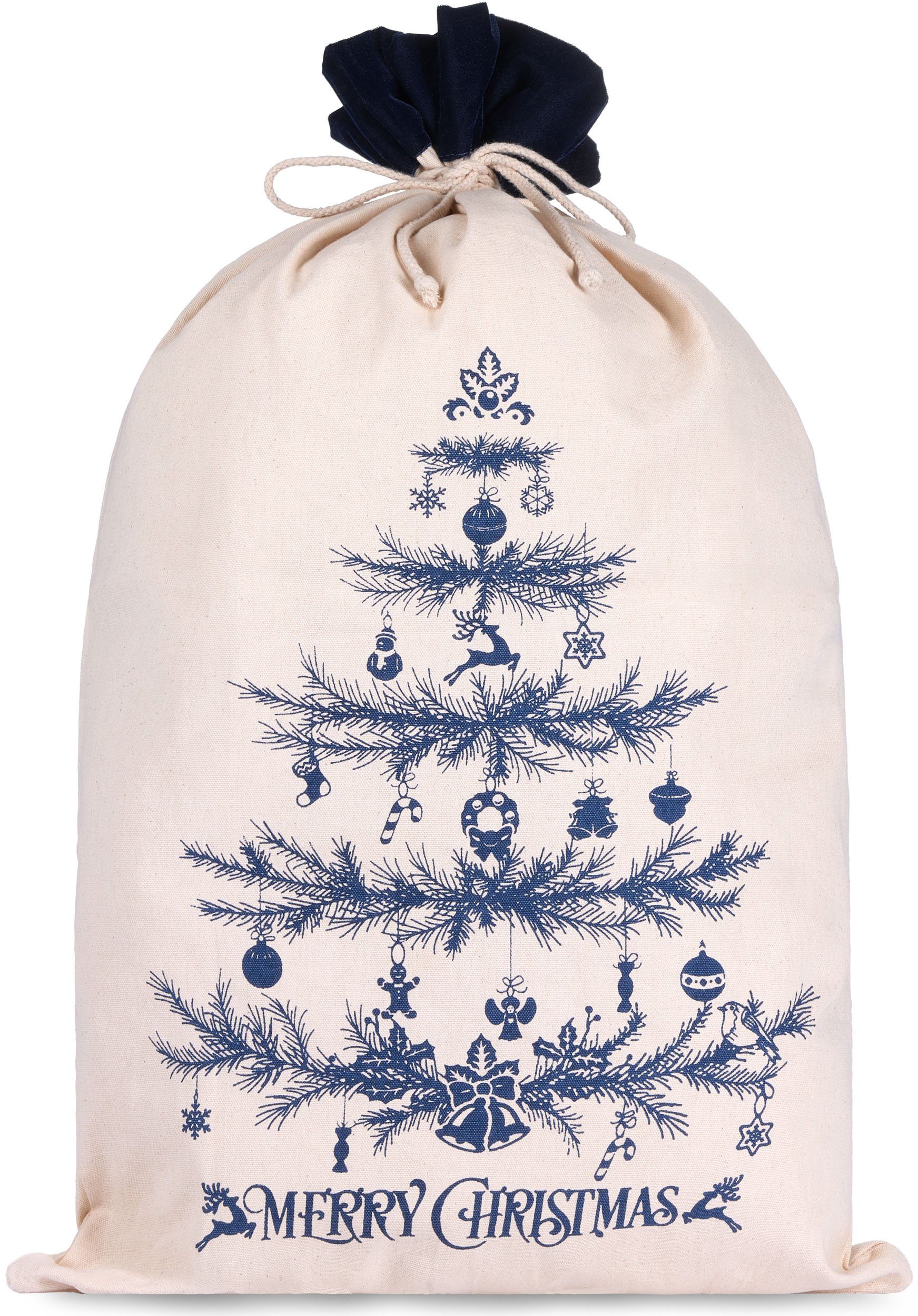 BRUBAKER Aufbewahrungstasche Weihnachtssack Tannenbaum Blau 80 cm