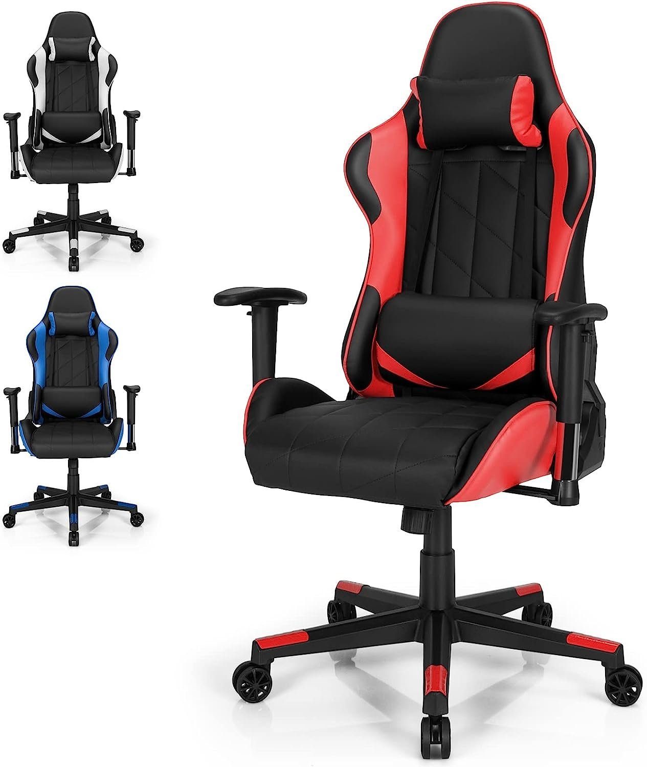 KOMFOTTEU Gaming-Stuhl Bürostuhl, mit Rücken- & Kopfstütze