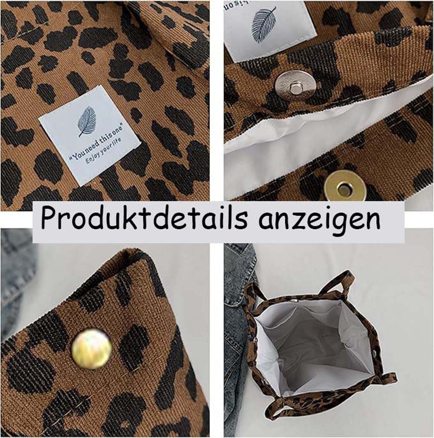 Zaewry Schultertasche Umhängetasche Damen Groß, Cord Tasche Tote Bag – Bild 4 von 5
