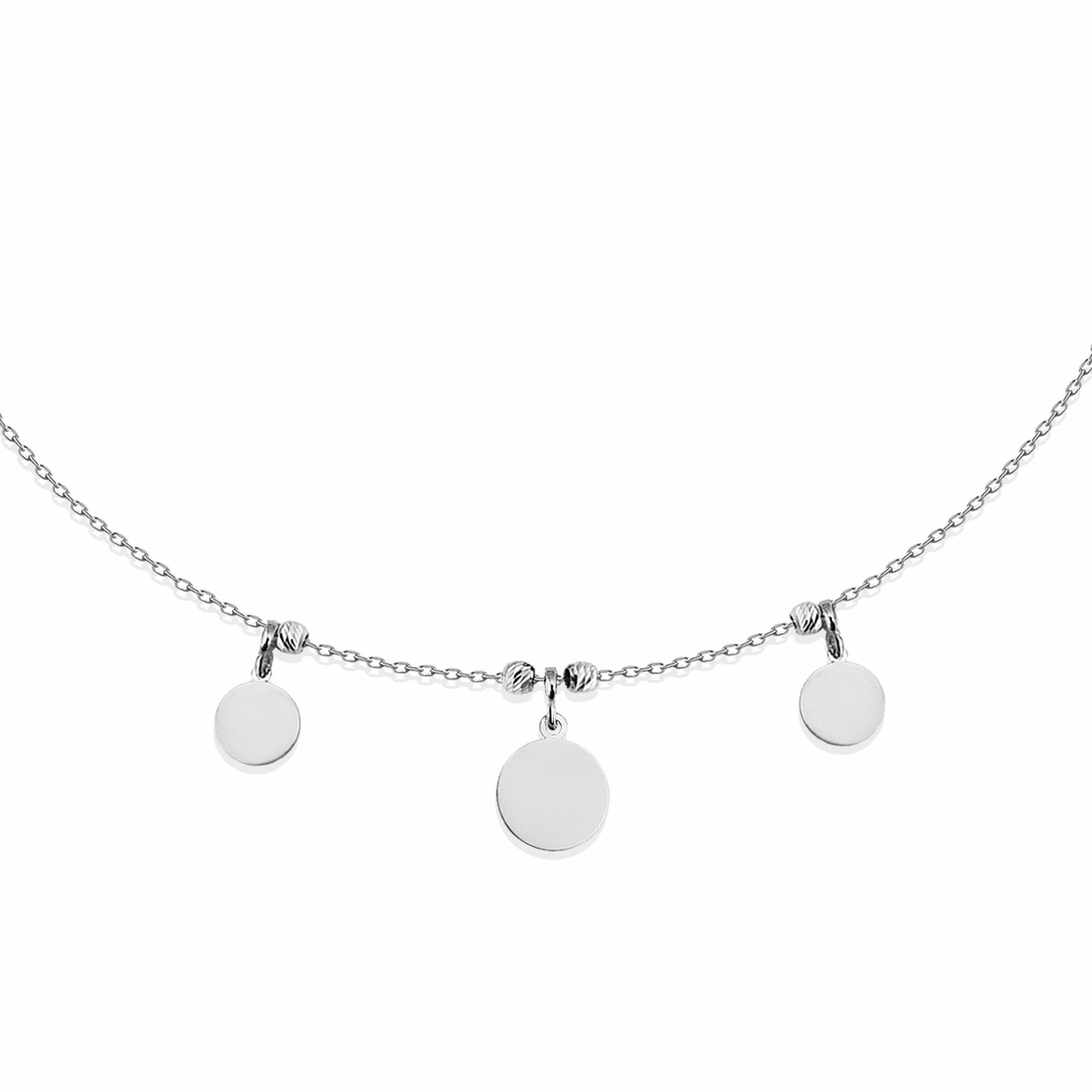 dKeniz Kette mit Anhänger 925 Silber rhodiniert Plättchen 42+3cm lang