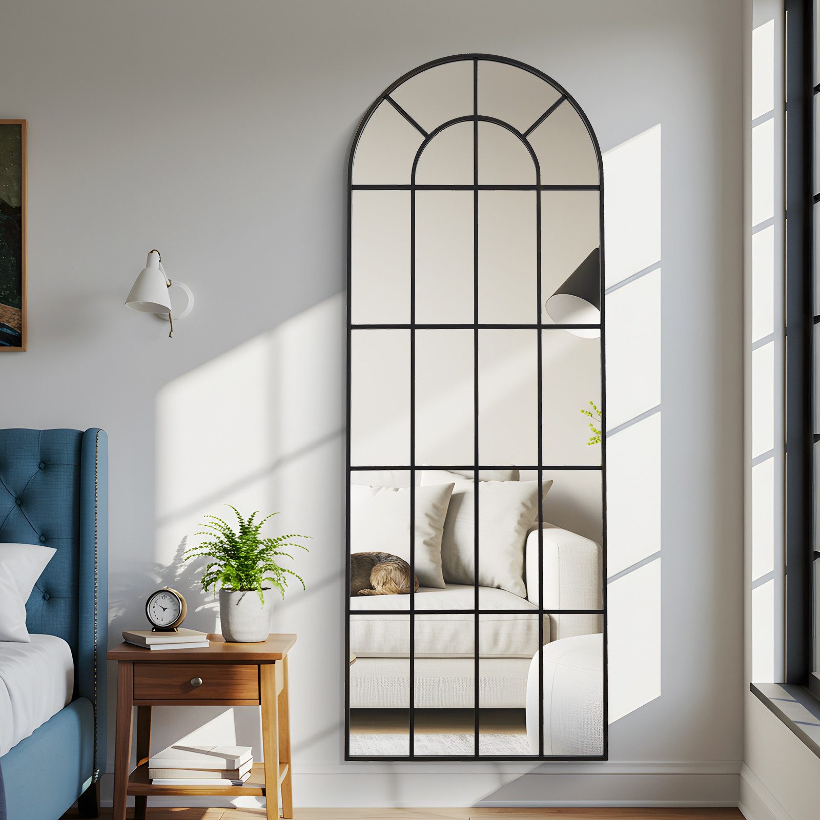 LUNAMIRROR Wandspiegel HD-Spiegel mit schwarzen Metallrahmen und Splitterschutz (1-St), Stand- & Wandmontage, 165x60 cm