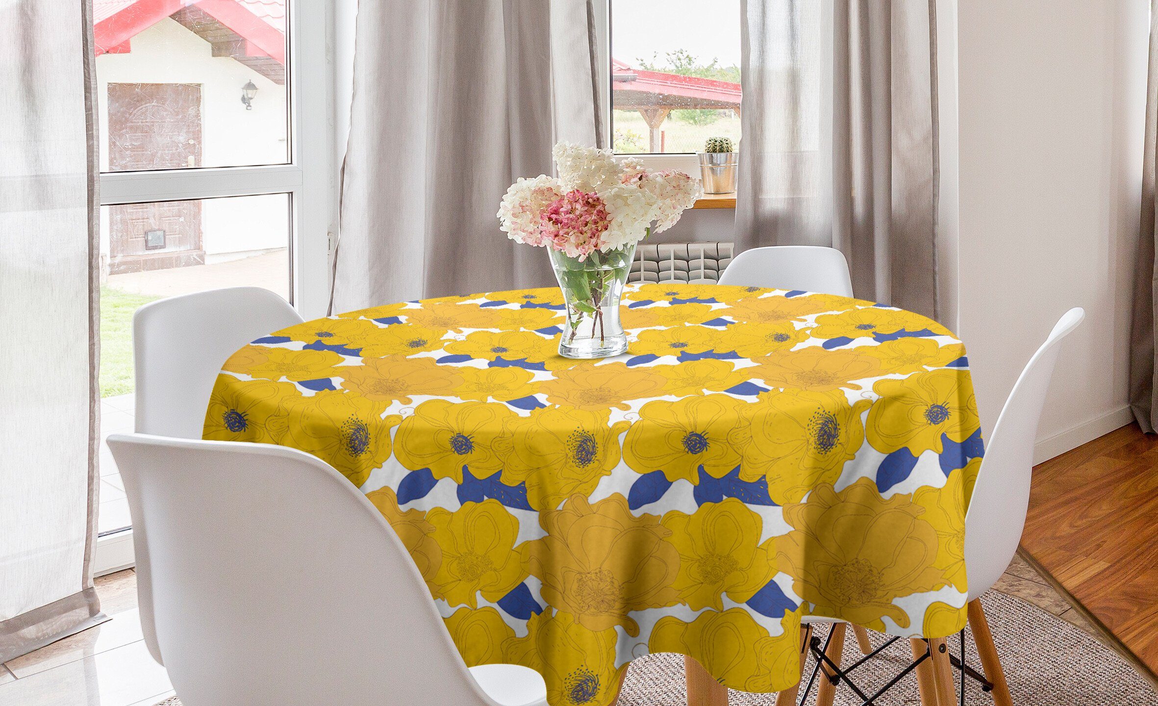 Abdeckung Dekoration, Tischdecke Abakuhaus für Blue Blumen Abstract Esszimmer Küche Tischdecke Kreis Laub