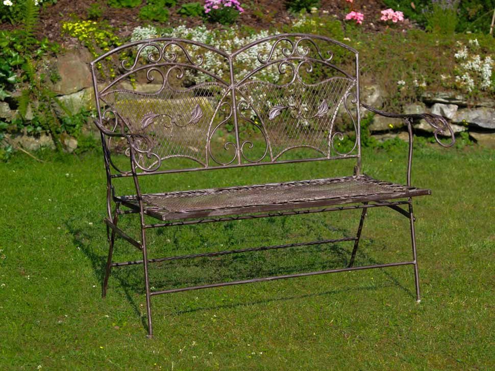 Aubaho Gartenbank Gartenbank Eisen 25kg im antik Stil klappbar Bank