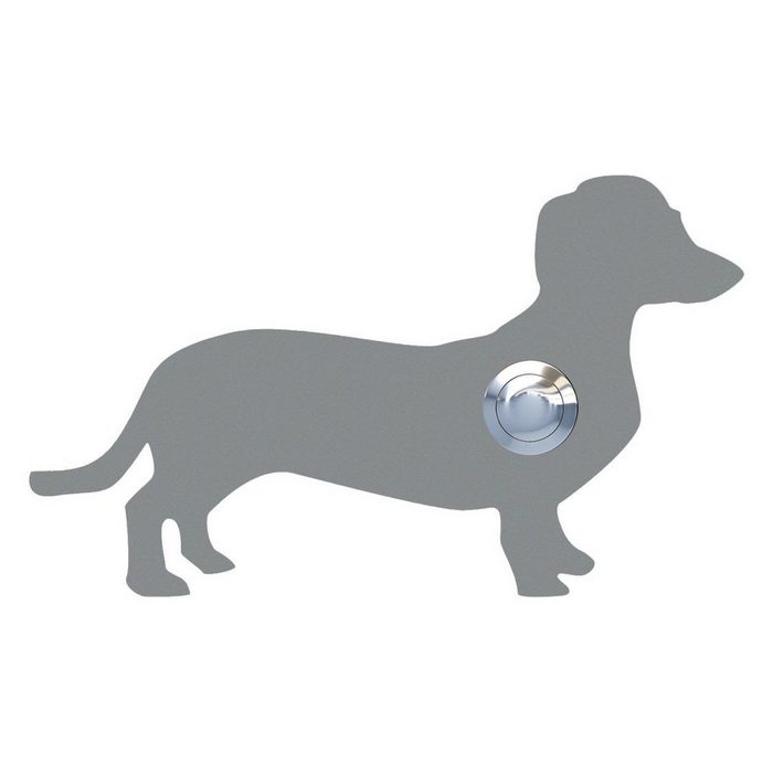 Bravios Briefkasten Klingeltaster Hund ''Charly'' Grau Metallic