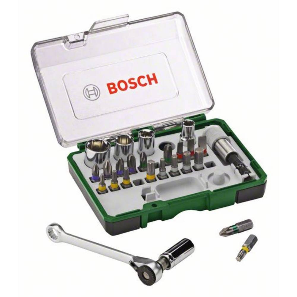 BOSCH Bit- und Steckschlüsselset Schrauberbit- und Ratschen-Set, 27-teilig