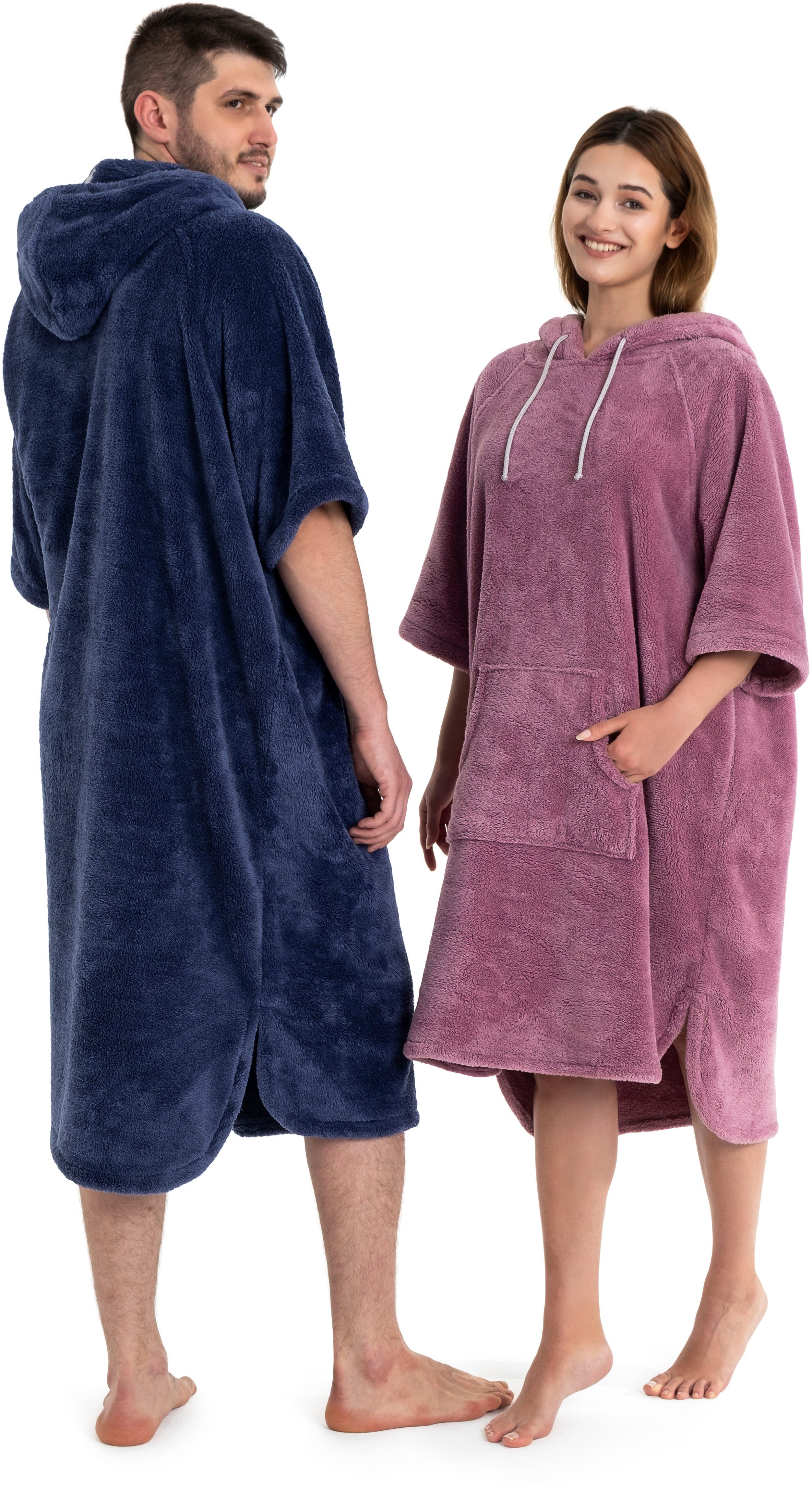 OTTO home Badeponcho Lillou, Surfponcho ideal für Sauna, Spa & im Urlaub, Langform, Microfaser, Kapuze, ohne, weich und kuschelig, plüsch, Fleece, Unisex, für Damen und Herren
