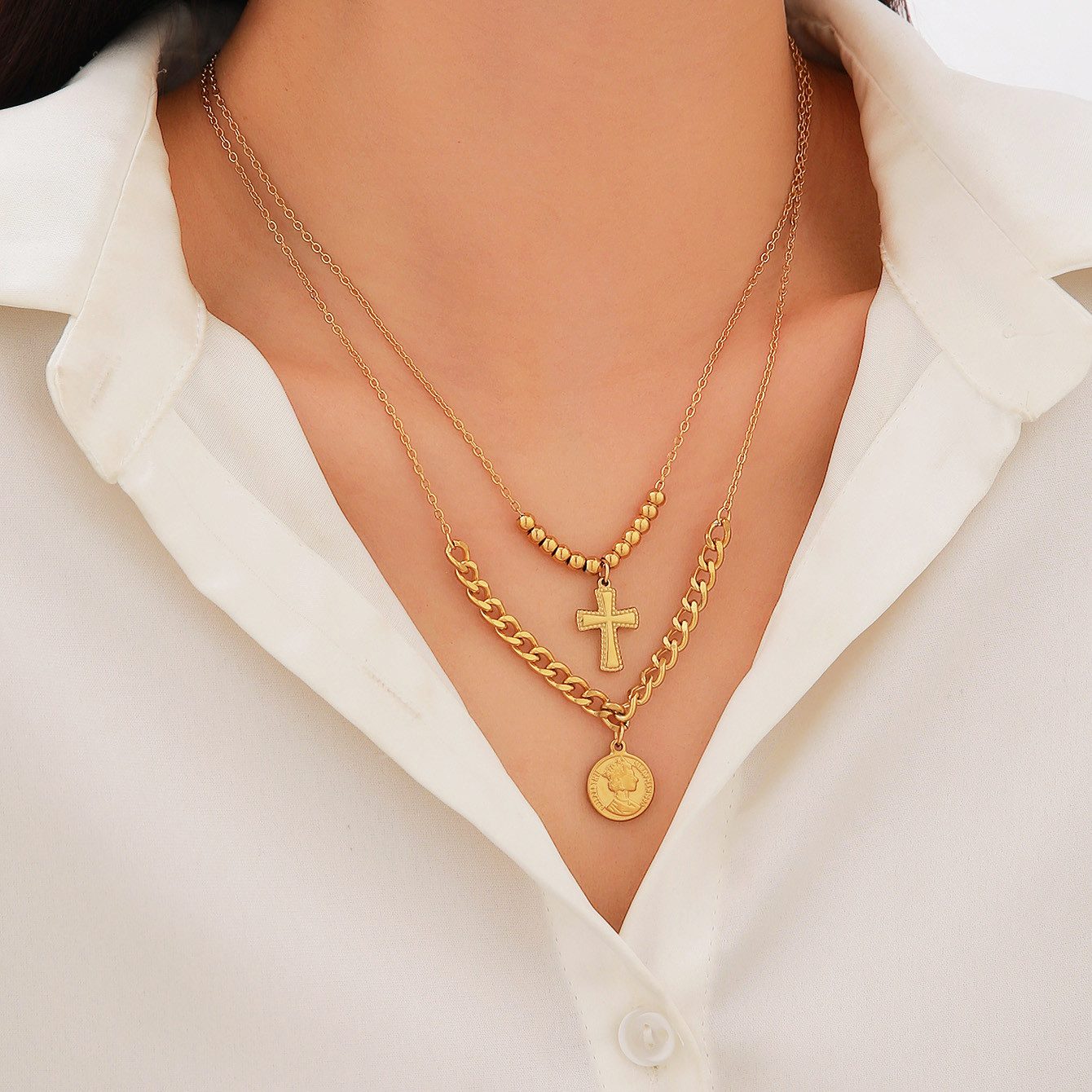 KARMA Kette mit Anhänger 2lagige Halskette günstig online kaufen