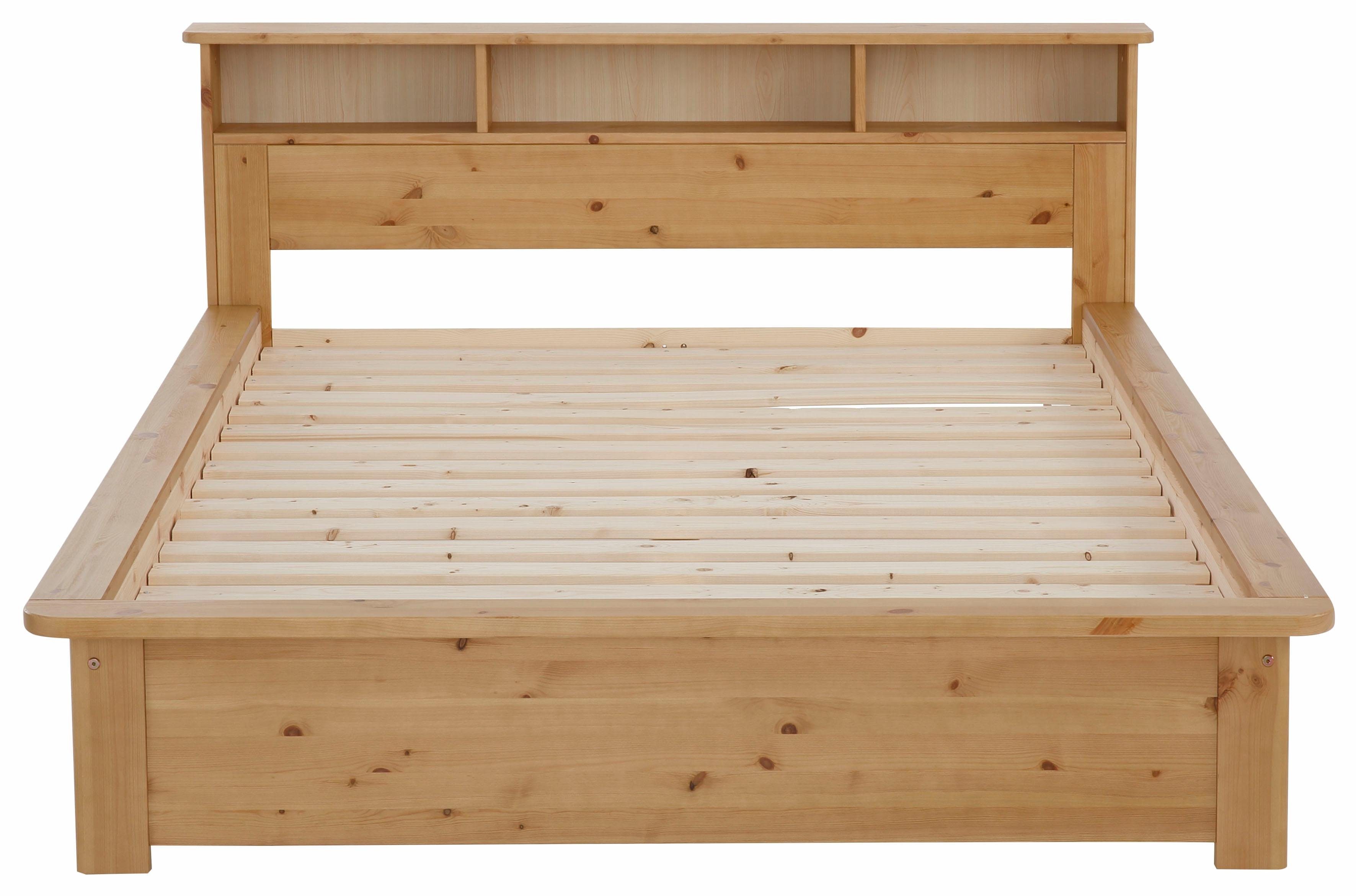Home affaire Massivholzbett "KERO" BESTSELLER! Stauraum im Kopfteil, zertifiziertes Massivholz (Kiefer), optional mit Schublade