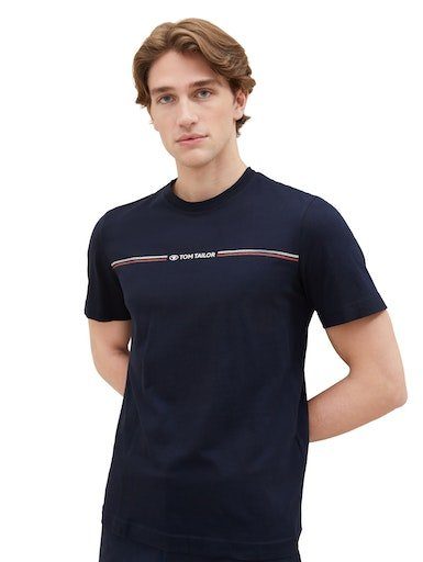 TAILOR T-Shirt sky Logofrontprint mit blue captain TOM