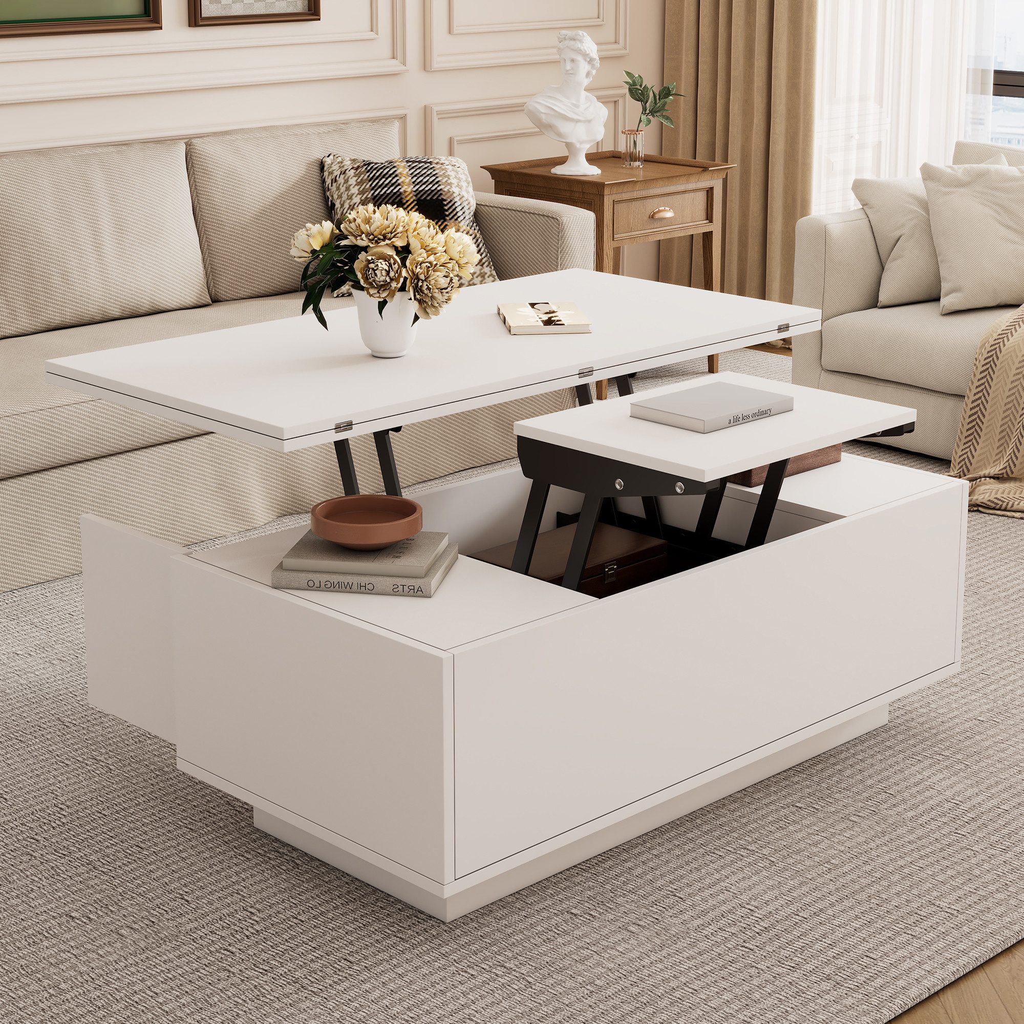 OKWISH Couchtisch mit Doppel-Hebemechanismus (Satztisch, Wohnzimmertisch, günstig online kaufen