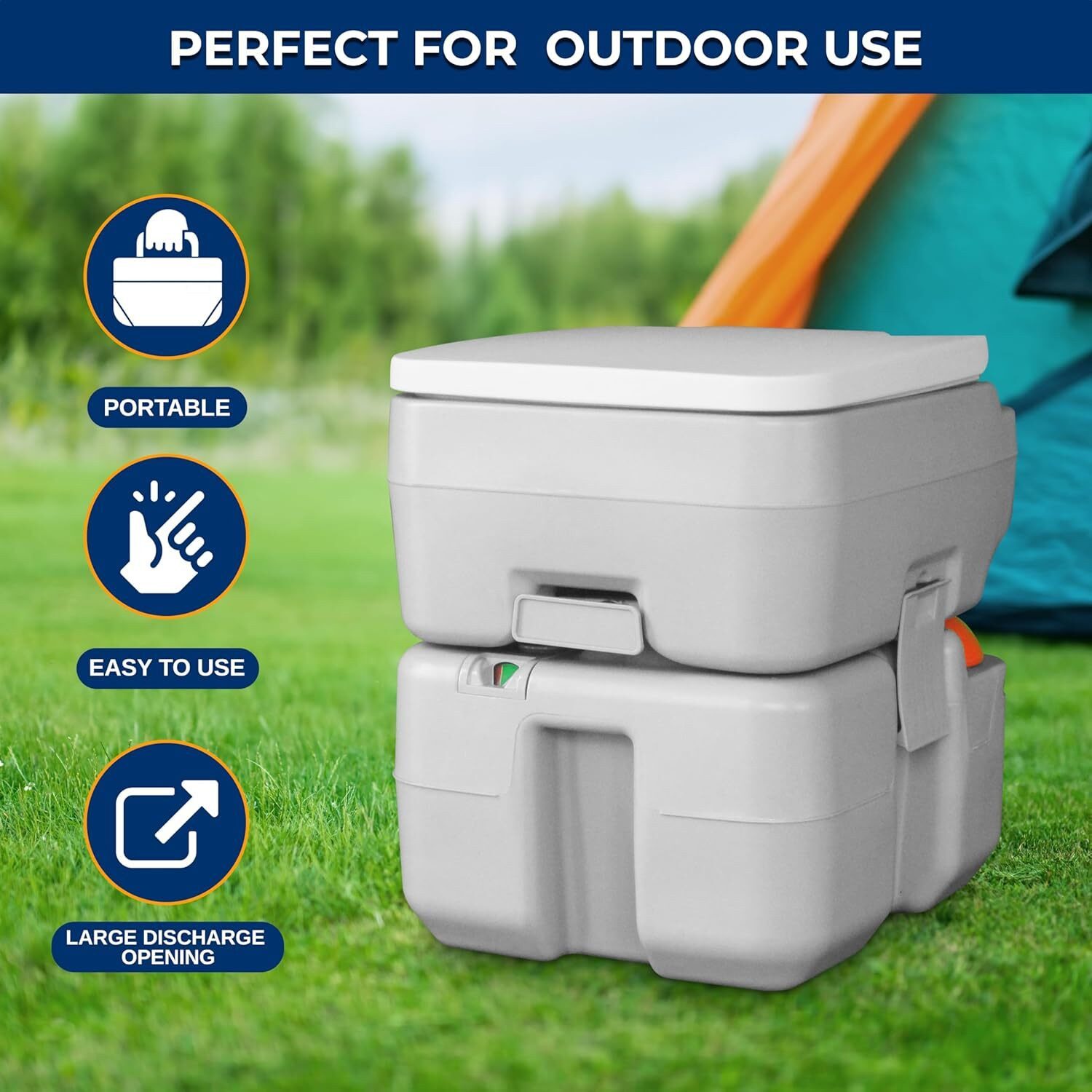 Thumbnail - Pyle Campingtoilette SereneLifeHome Tragbare Toilette für den Aussenbereich mit Tragetasche, Reisetoilette mit Füllstand...