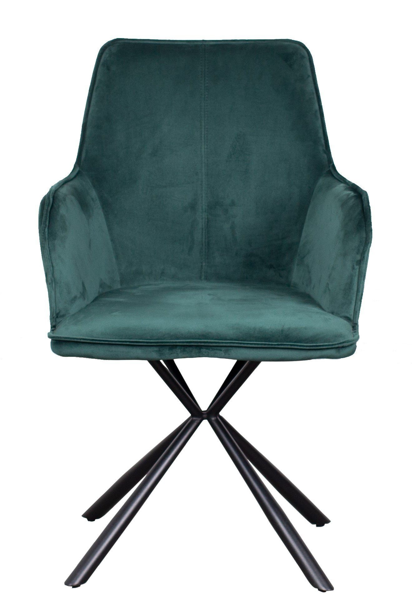 Esszimmer (Set, - - Bergamo dunkelgrün bene living - Samt 6-St), - hohe Sessel Armlehnen gepolstert - Rückenlehne - Metall-Gestell - Samtbezug