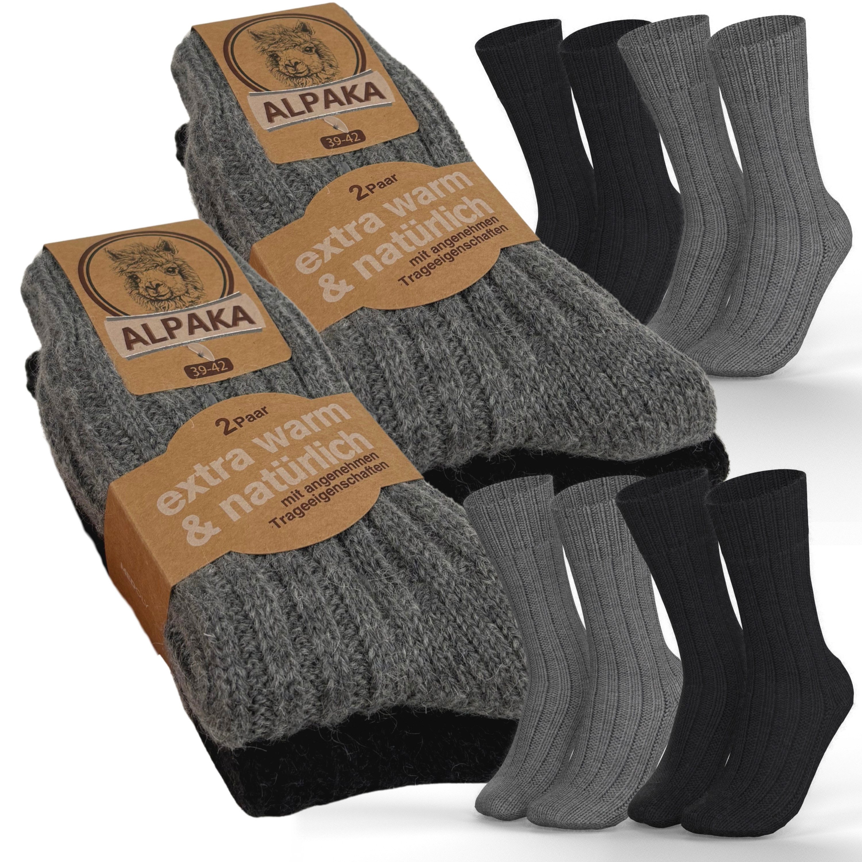 MEDOLY Norwegersocken (4 Paar) Alpaka Шкарпетки warme Зимові шкарпетки für Damen & Herren mit Wolle besonders Weich