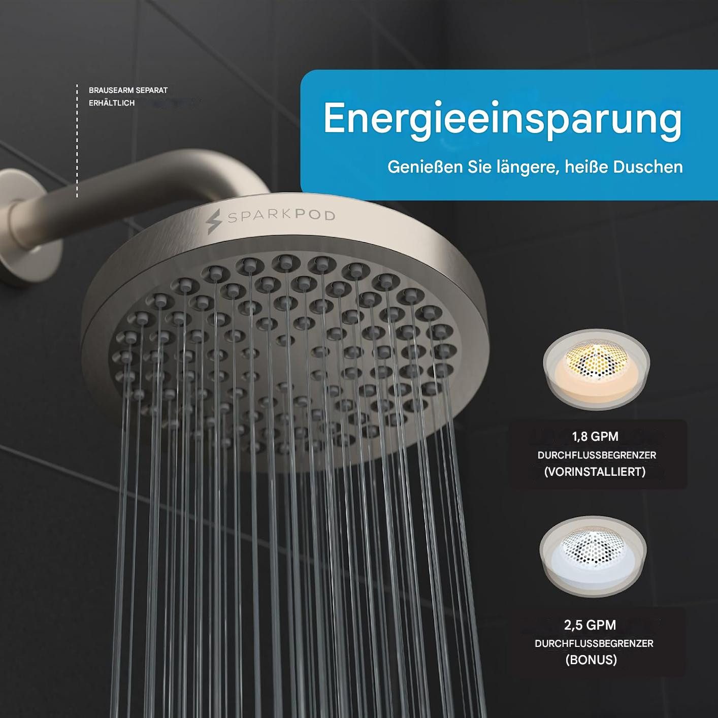 sparkpod Regenduschkopf Luxus XL Hochdruck Duschkopf günstig online kaufen