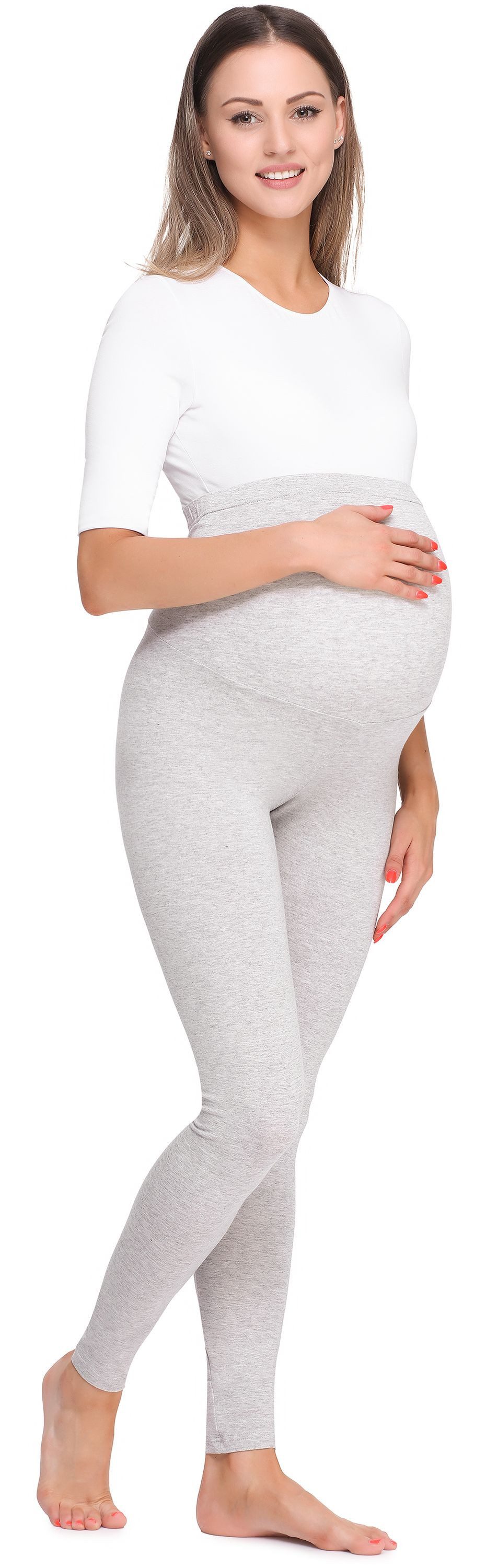 Be Mammy Umstandsleggings Damen Lange Umstandshosen BE20-257 (1-tlg) elastischer Bund