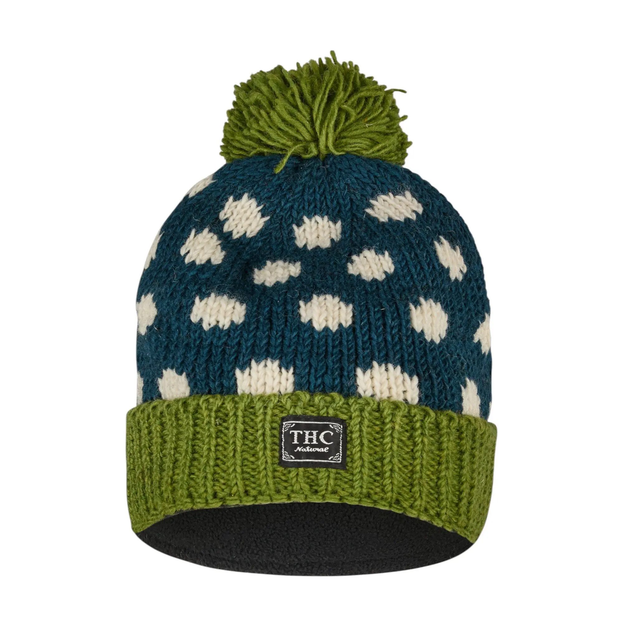 THC Natural Line Bommelmütze THC Schafwoll Pudelmütze 842 gepunktet (1 Stück, 1-St., 1 Stück) Innenfutter: Fleece