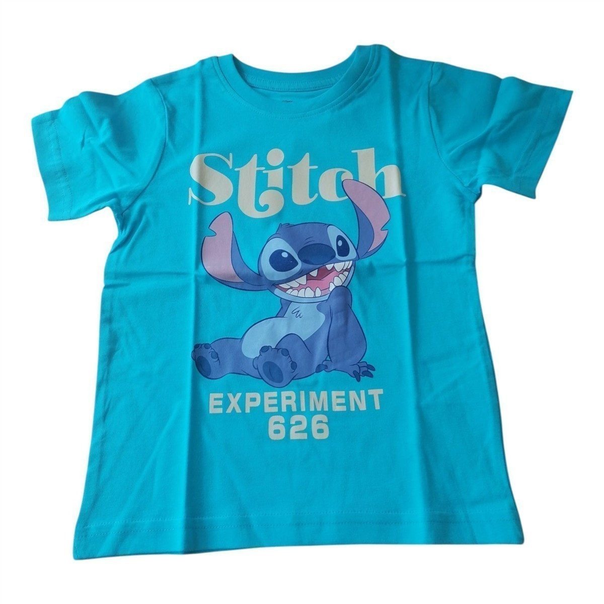 T-Shirt Kurzärmliges Disney T-Shirt für Jungen, "Stitch"- Logo, Blau oder