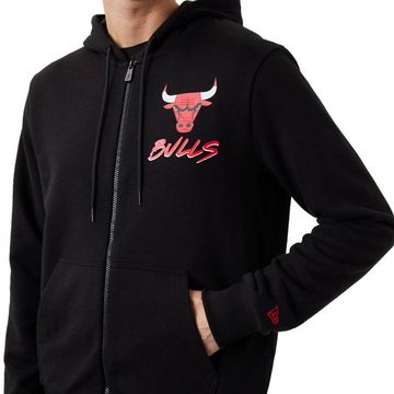 New Era Kapuzensweatjacke Sweatjacke New Era NBA Chicago Bulls Script geteilte Kängurutasche