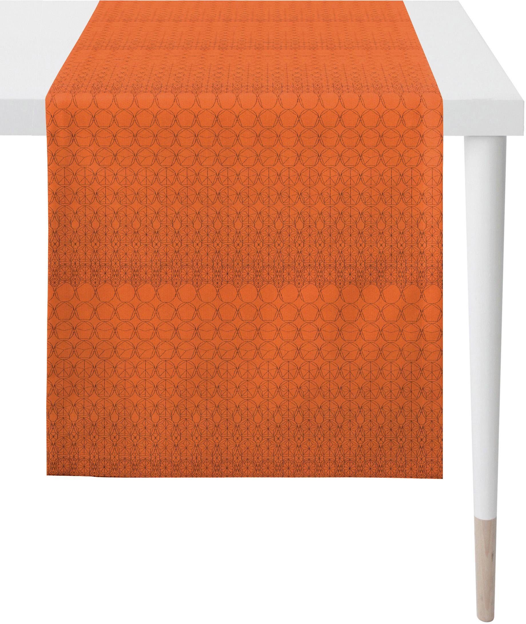 APELT Tischläufer 1308 Jacquard orange/natur (1-tlg), Style, Fleckschutz Loft