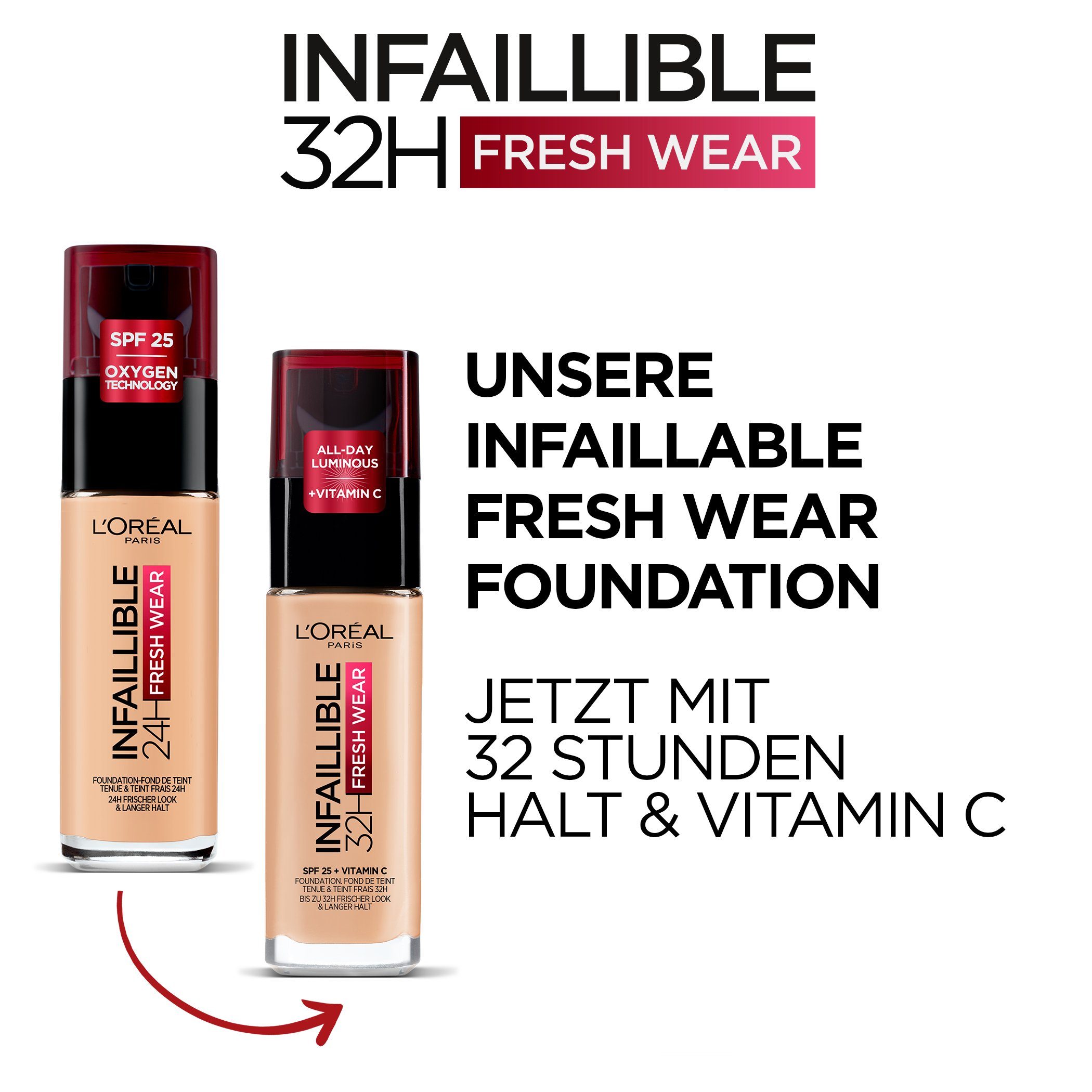 L'ORÉAL PARIS Foundation INFAILLIBLE 32H FRESH WEAR MAKE-UP FOUNDATION, wirkt bis zu 32 Stunden lang wie frisch aufgetragen – Bild 4 von 5