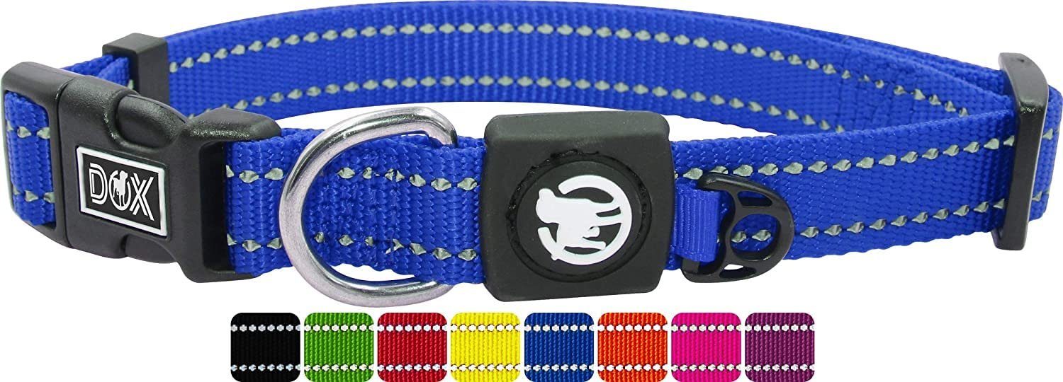 DDOXX Hunde-Halsband Nylon Hundehalsband, reflektierend, verstellbar, Schwarz L - 2,5 X 45-68 Cm