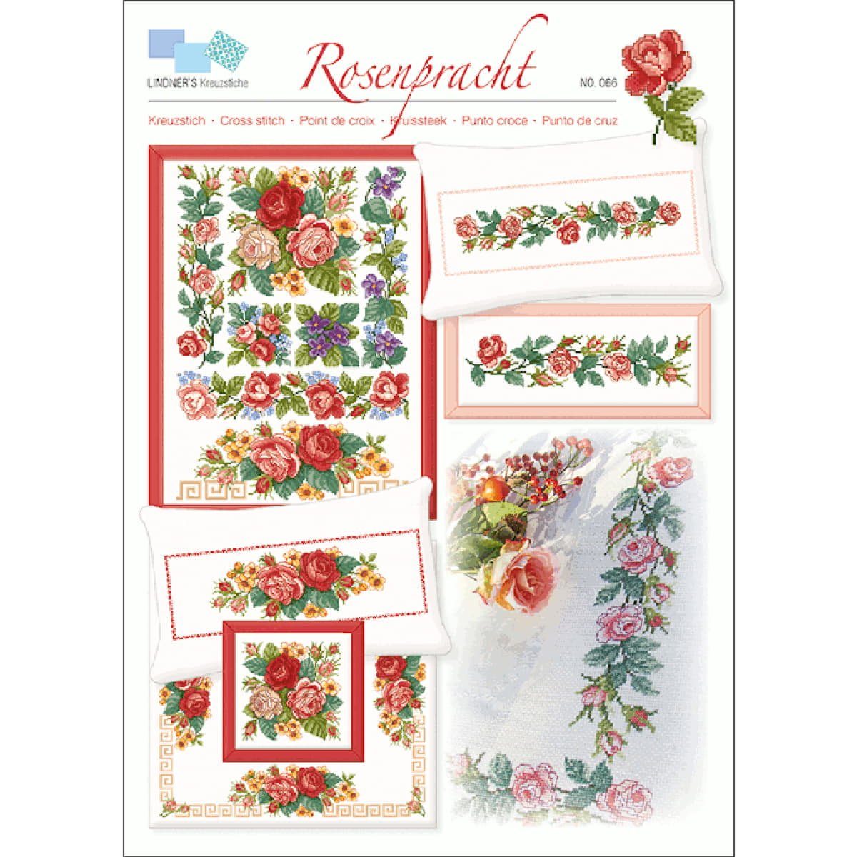 Lindner´s Kreuzstiche Kreativset Lindner´s Kreuzstiche Zählmuster Vorlage "Rosenpracht", 066, (embroidery kit by Marussia)