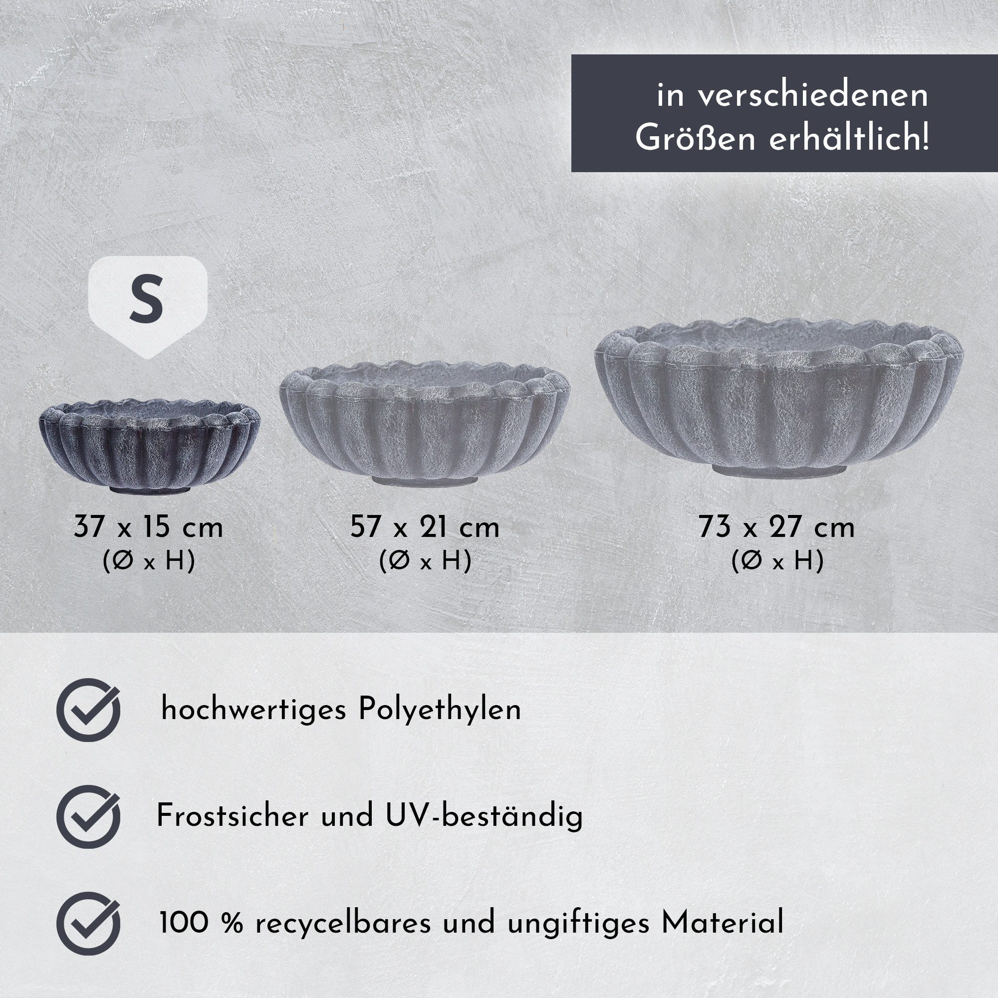 Lemodo Pflanzschale Pflanzschale MARGARITE, grau