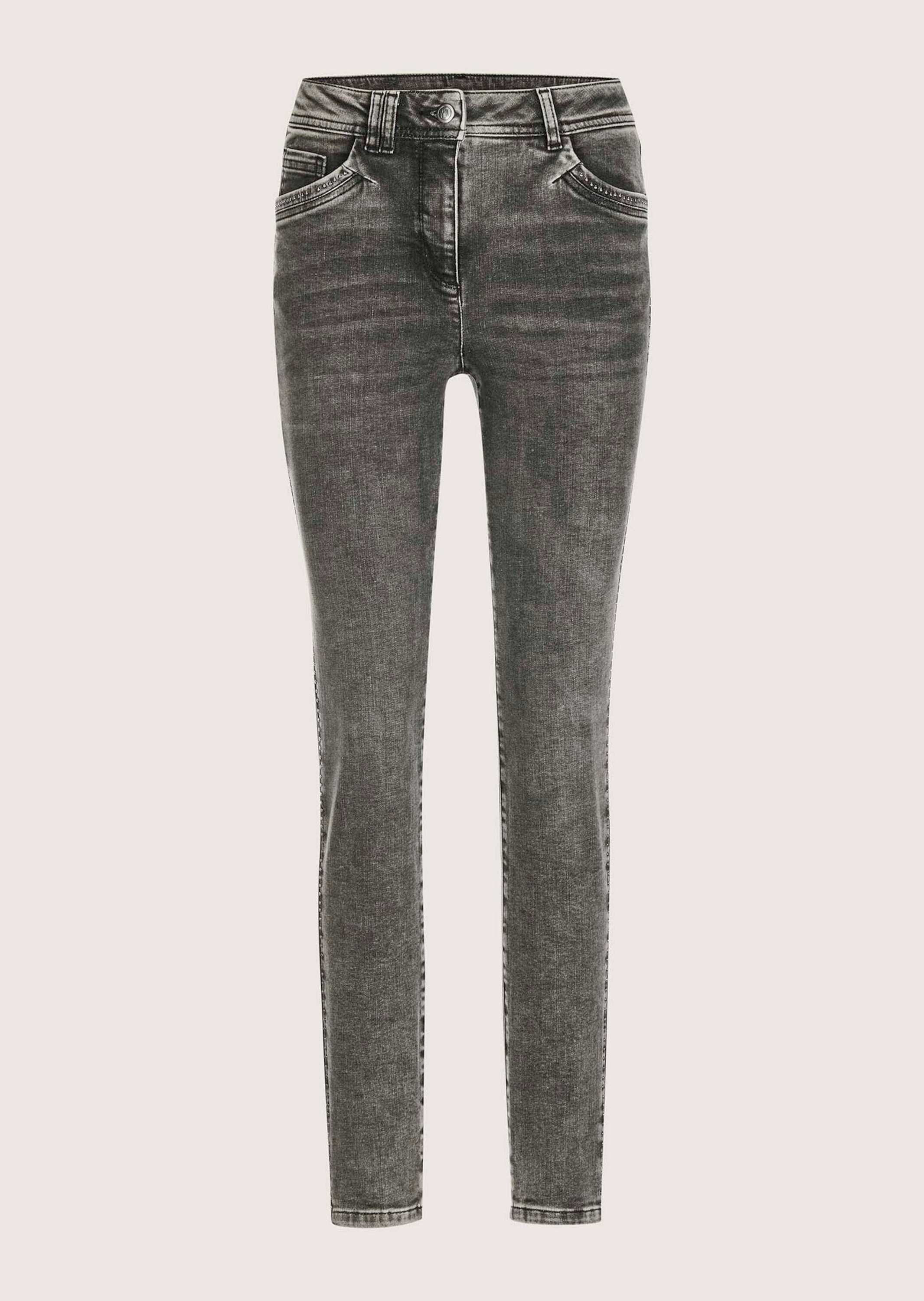 Gerade Jeans Kurzgröße: Schmale Jeans mit Used-Waschung