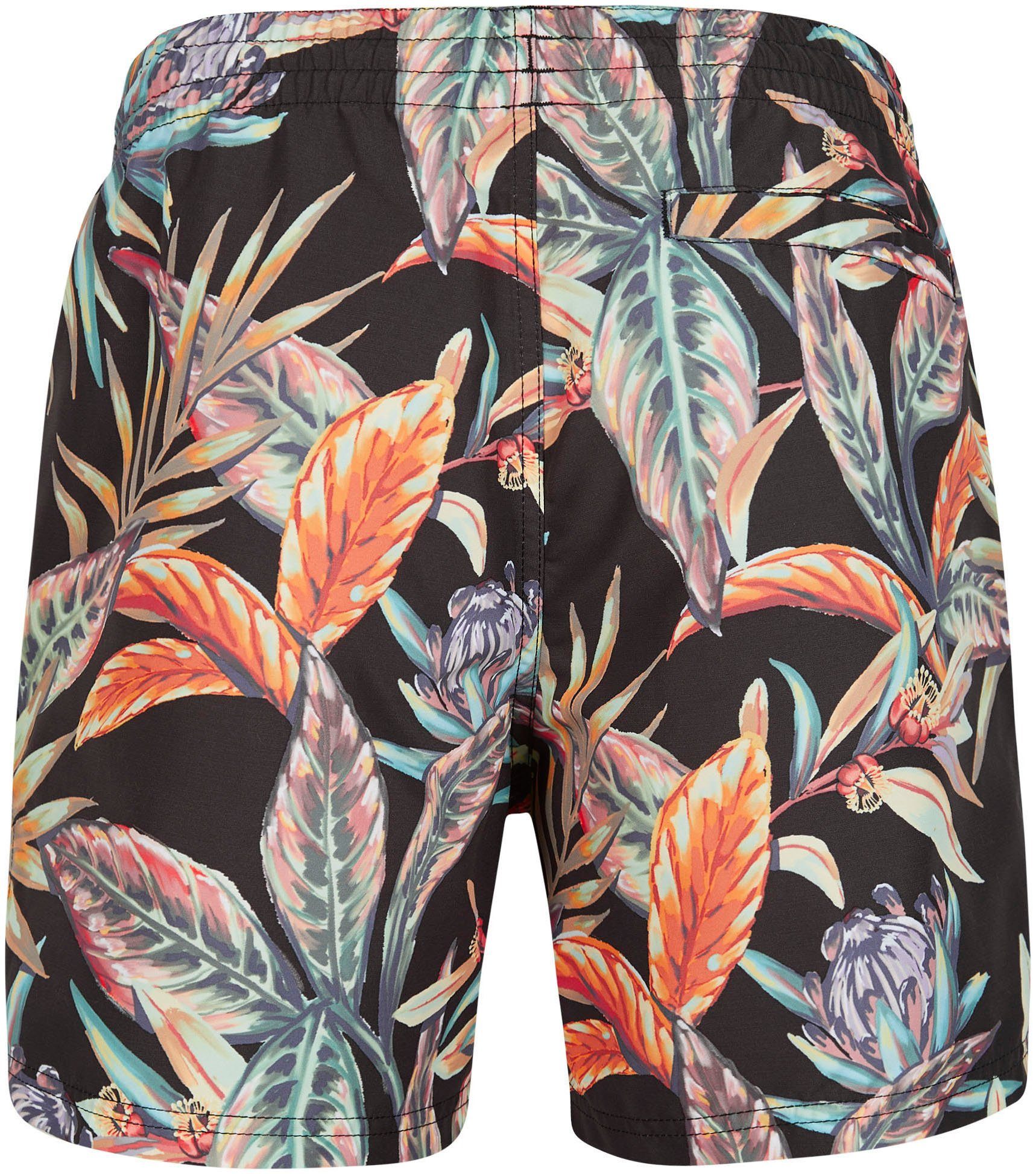 15'' SWIM CALI Black Flower Tropical Bund PRINT Badeshorts elastischem mit SHORTS O'Neill