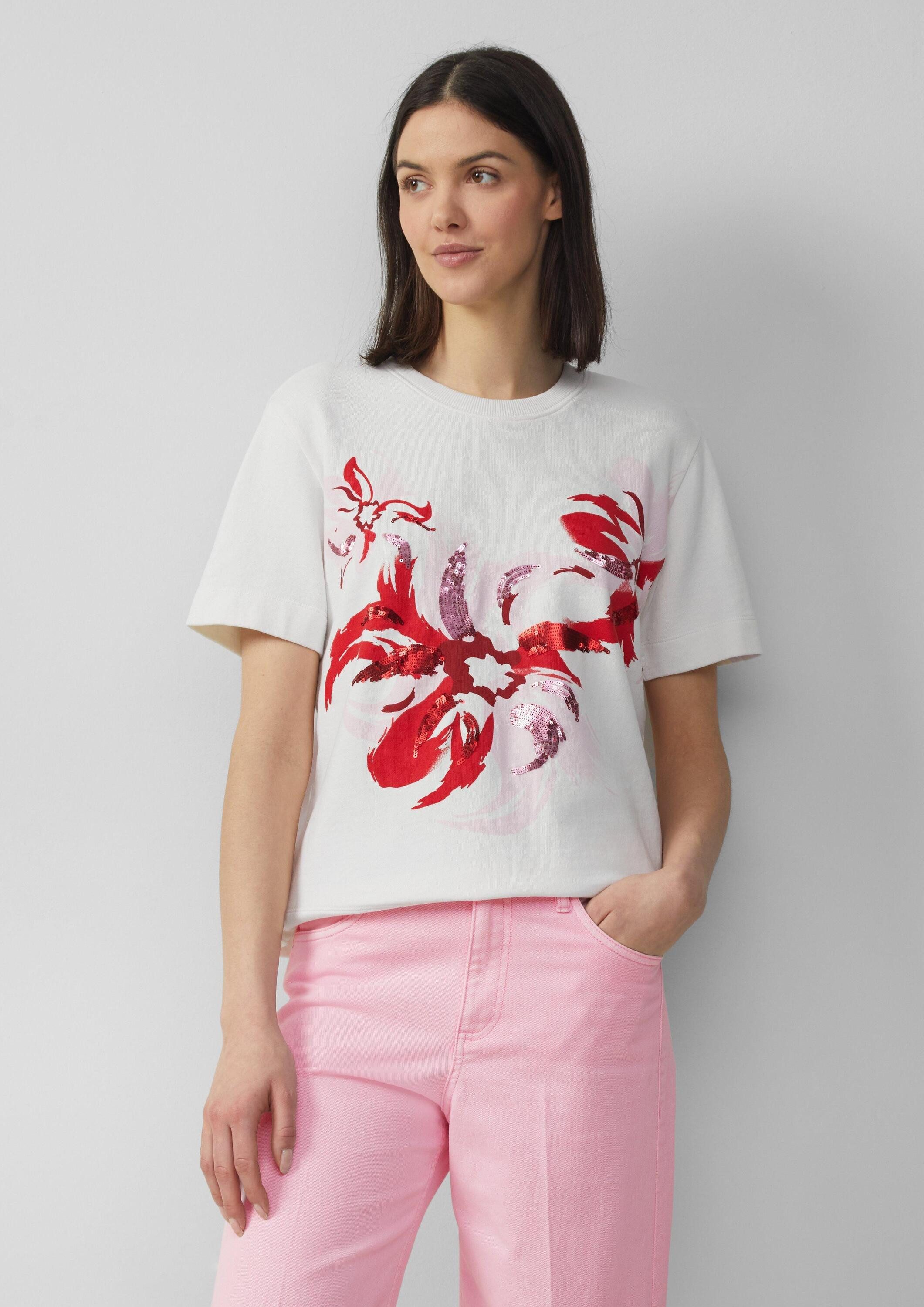 s.Oliver Kurzarmshirt Sweatshirt Leichtes Kurzarm-Sweatshirt mit Print und günstig online kaufen