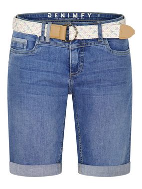 DENIMFY Chinoshorts Herren Shorts DFLena Regular Fit Bermudashorts mit Gürtel