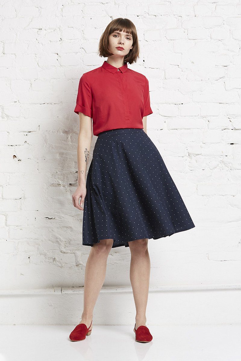 A-Linien-Rock Polka dots midi skirt
